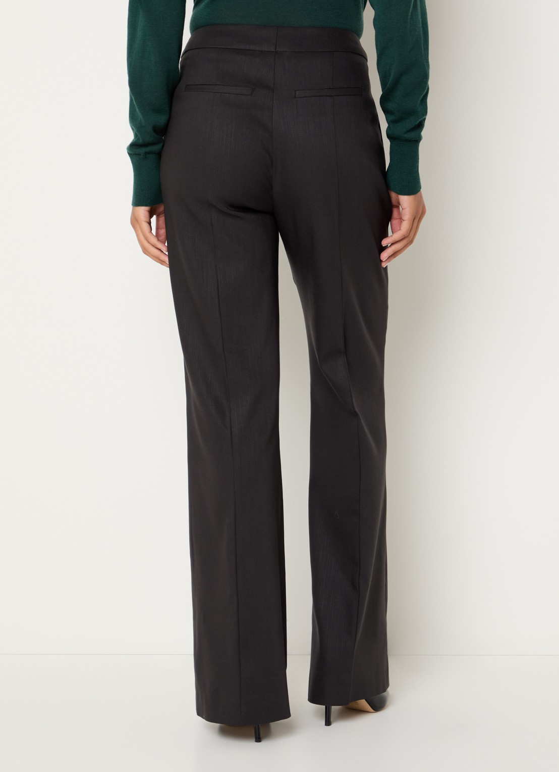 Xandres Patriz high waist flared fit pantalon in wolblend - achterkant 2 antraciet