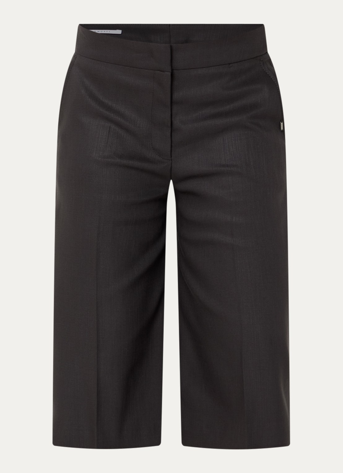 Xandres Patrizalo high waist straight fit korte pantalon in wolblend - voorkant 3 donkerbruin