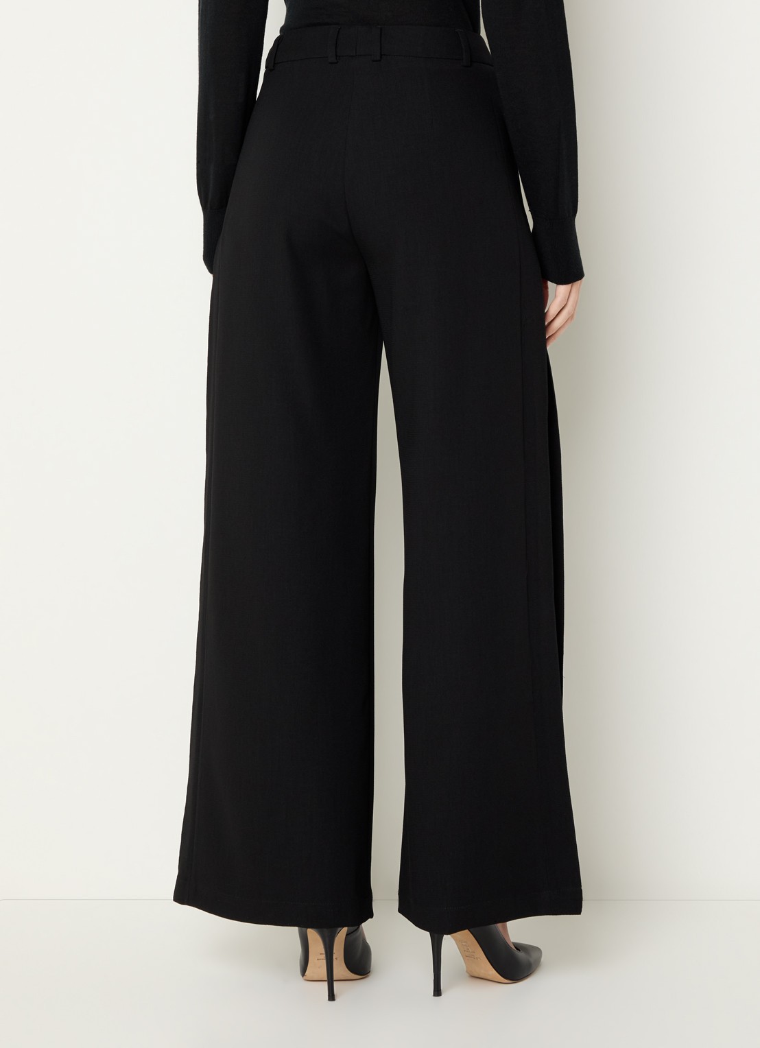 Xandres Patrizie high waist wide fit pantalon met steekzakken - achterkant 2 zwart