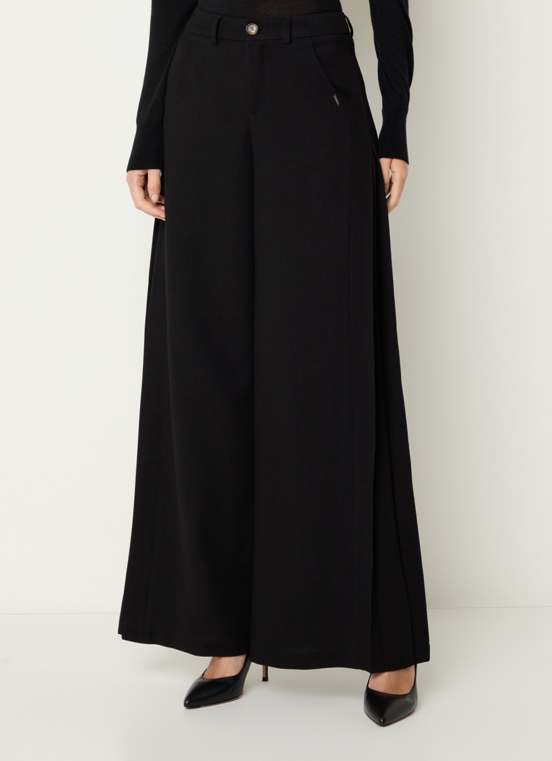Xandres Patrizie high waist wide fit pantalon met steekzakken - detail zwart