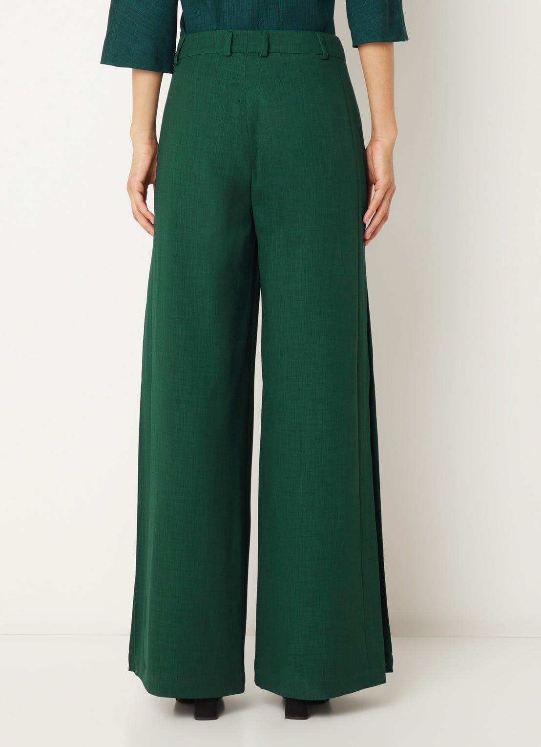 Xandres Patrizie high waist wide fit pantalon met steekzakken - achterkant 3 donkergroen