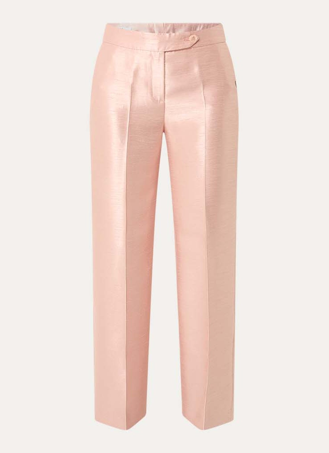 Xandres Peyvin high waist wide leg pantalon met metallic finish - voorkant 2 zalmroze