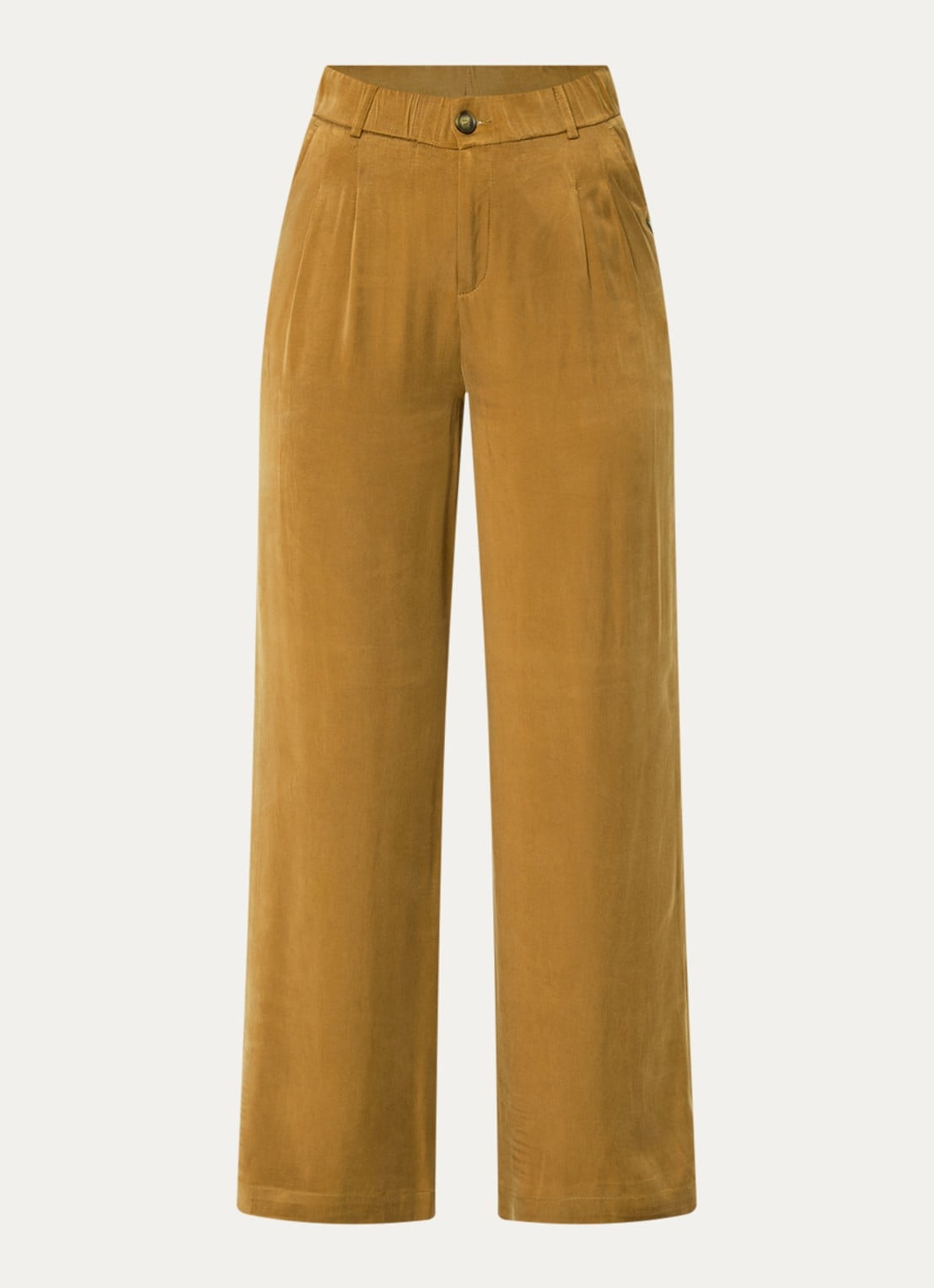 Xandres Phia high waist loose fit pantalon met steekzakken - voorkant 2 mosterd