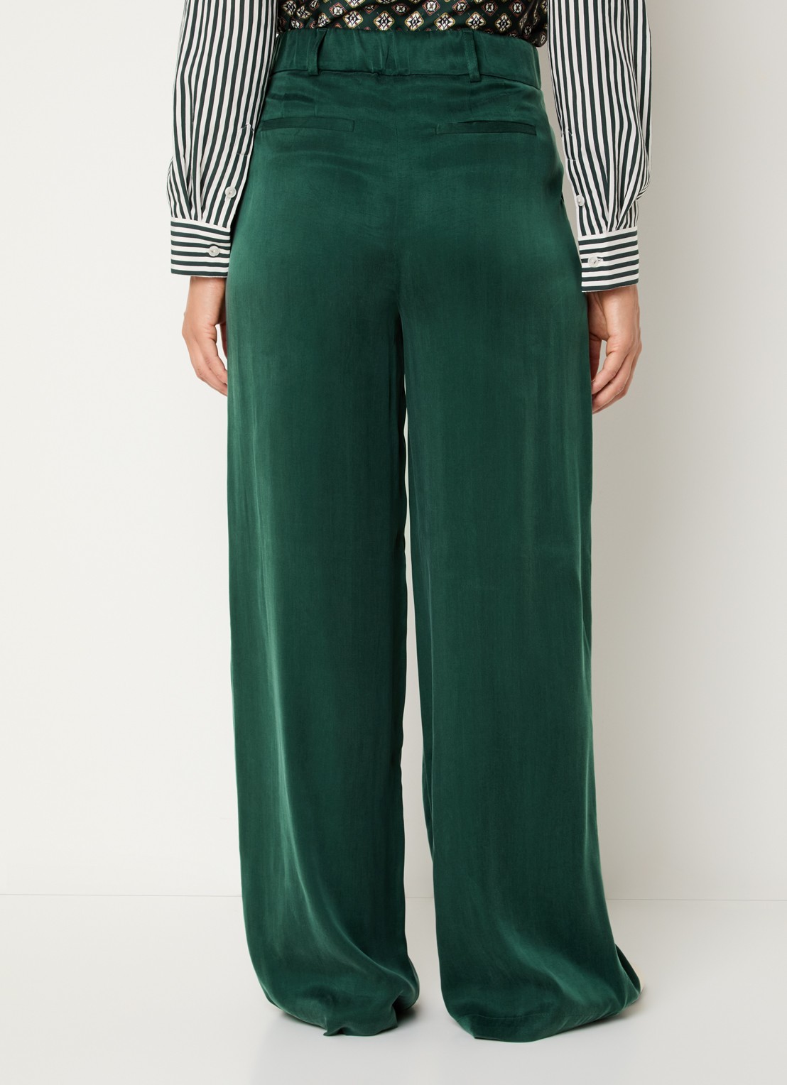 Xandres Phia high waist loose fit pantalon met steekzakken - achterkant 3 donkergroen