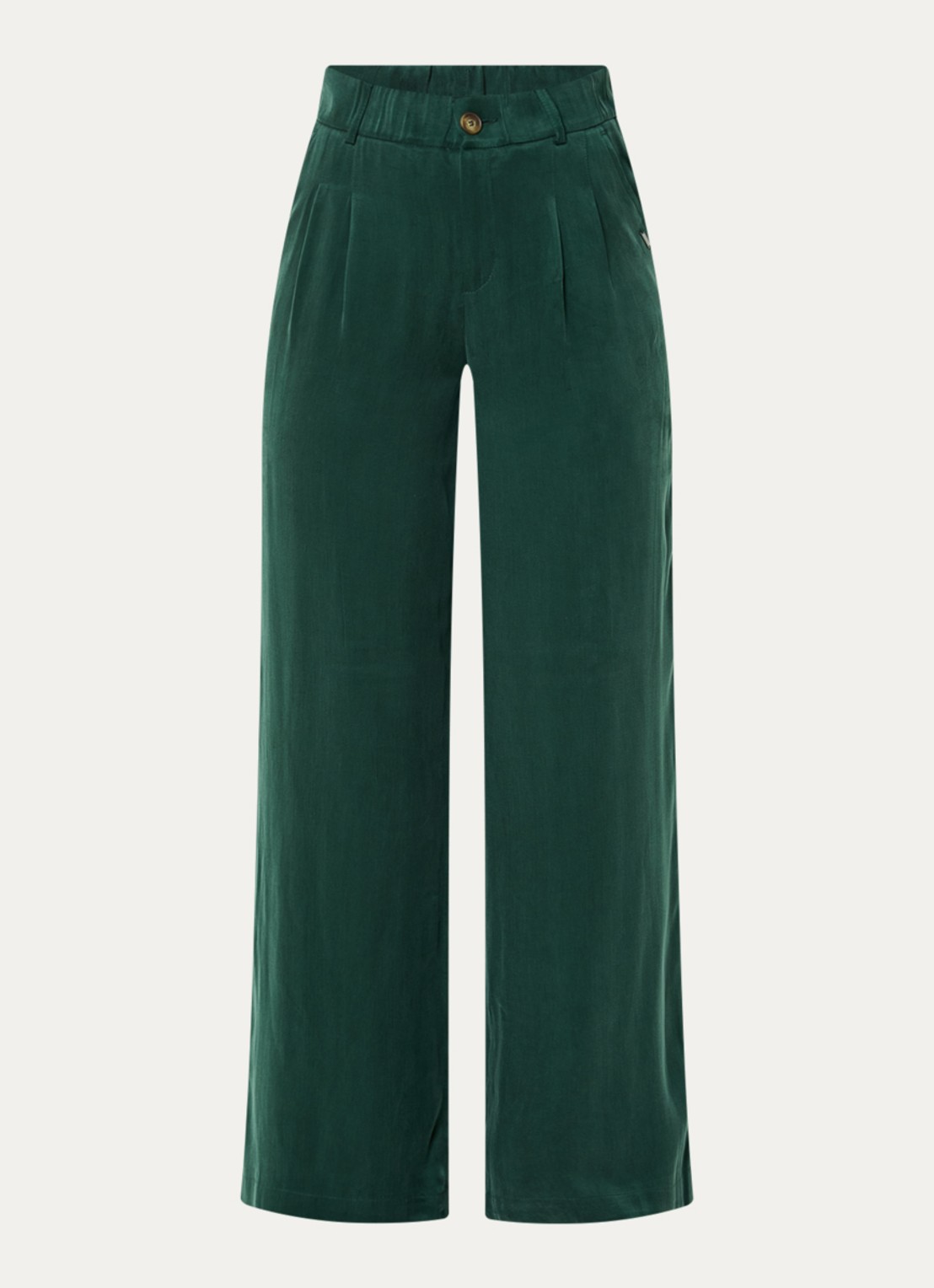 Xandres Phia high waist loose fit pantalon met steekzakken - voorkant donkergroen