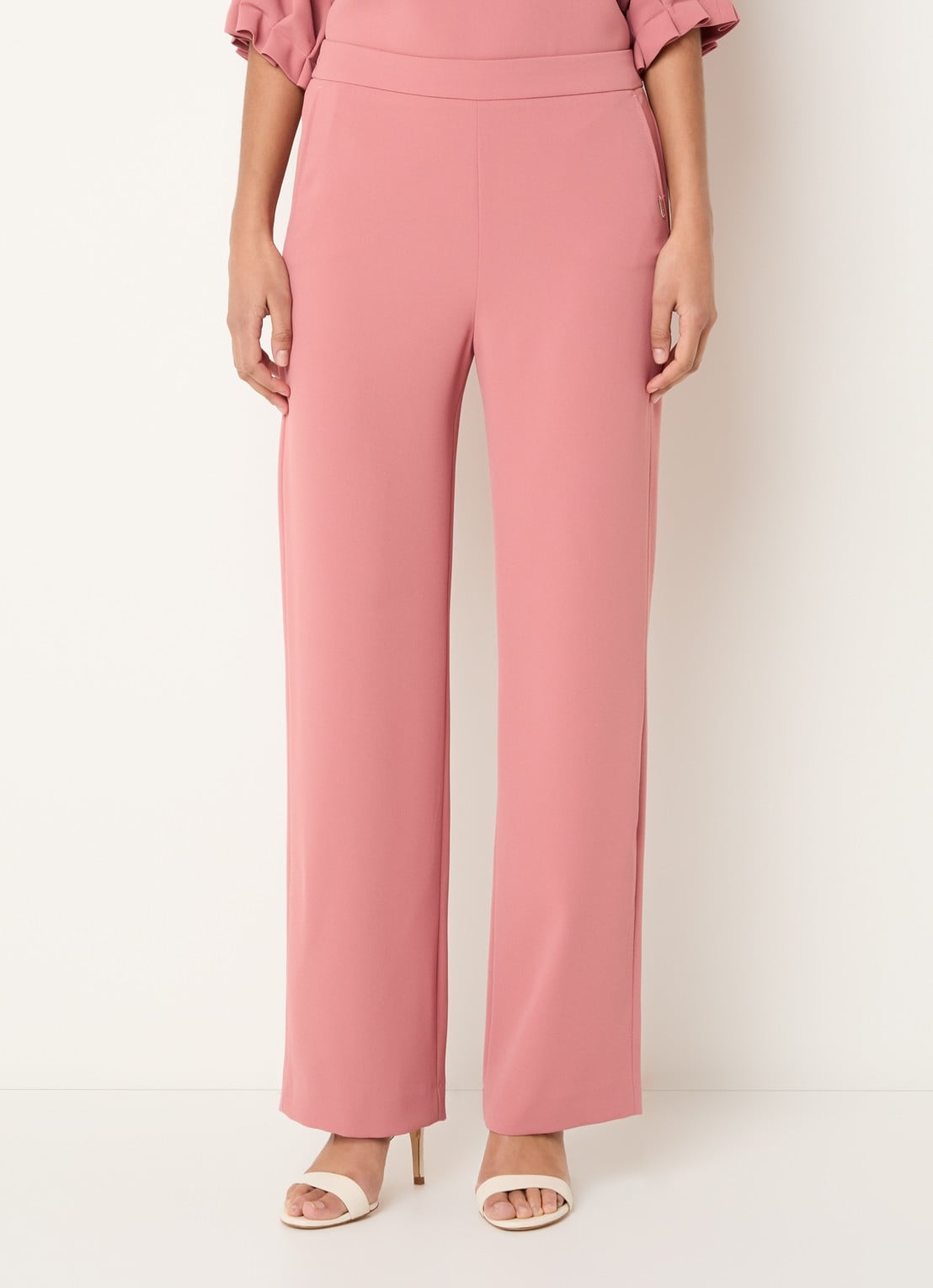 Xandres Phocas high waist straight fit pantalon met steekzakken - detail 2 koraal