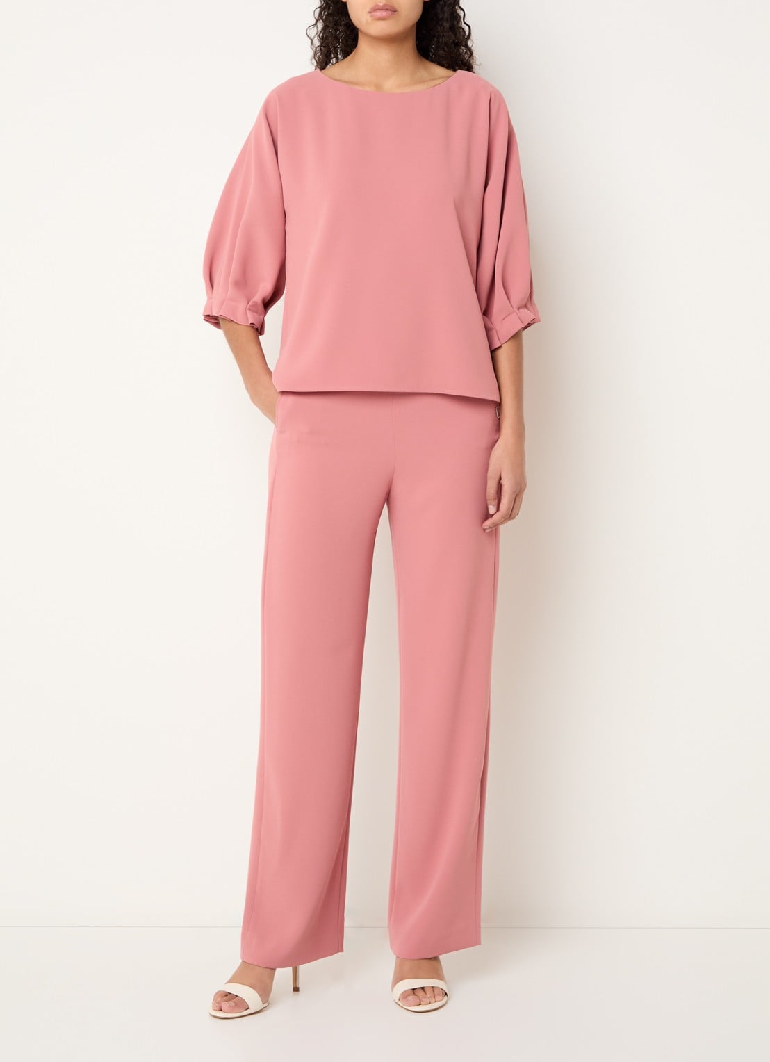 Xandres Phocas high waist straight fit pantalon met steekzakken - voorkant 4 koraal