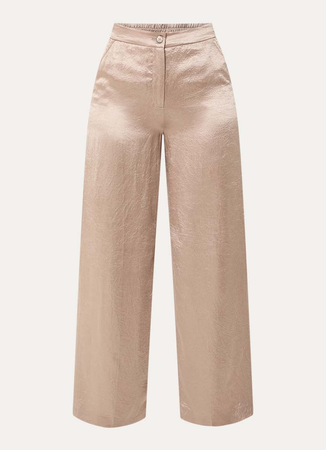Xandres Phocos high waist straight fit pantalon met metallic finish - voorkant lichtbruin