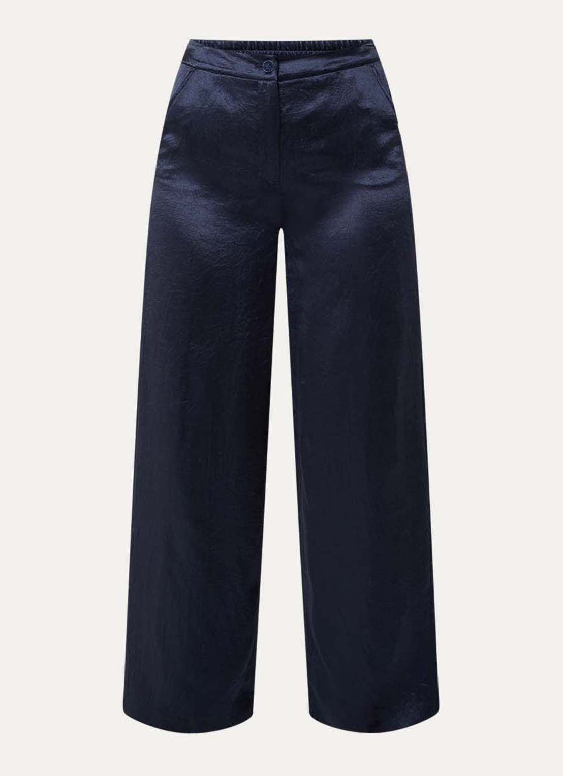 Xandres Phocos high waist straight fit pantalon met metallic finish - voorkant donkerblauw