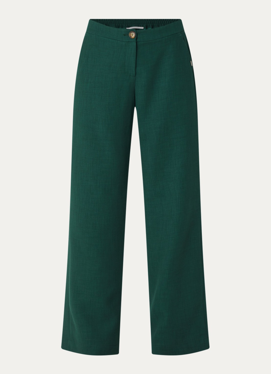 Xandres Phocus high waist wide fit pantalon met steekzakken - voorkant donkergroen