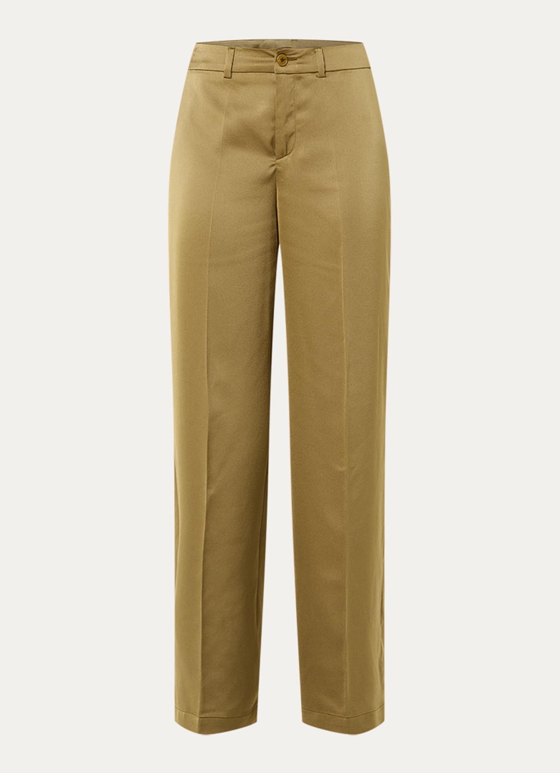 Xandres Puko high waist straight fit pantalon van satijn - voorkant bronsgroen