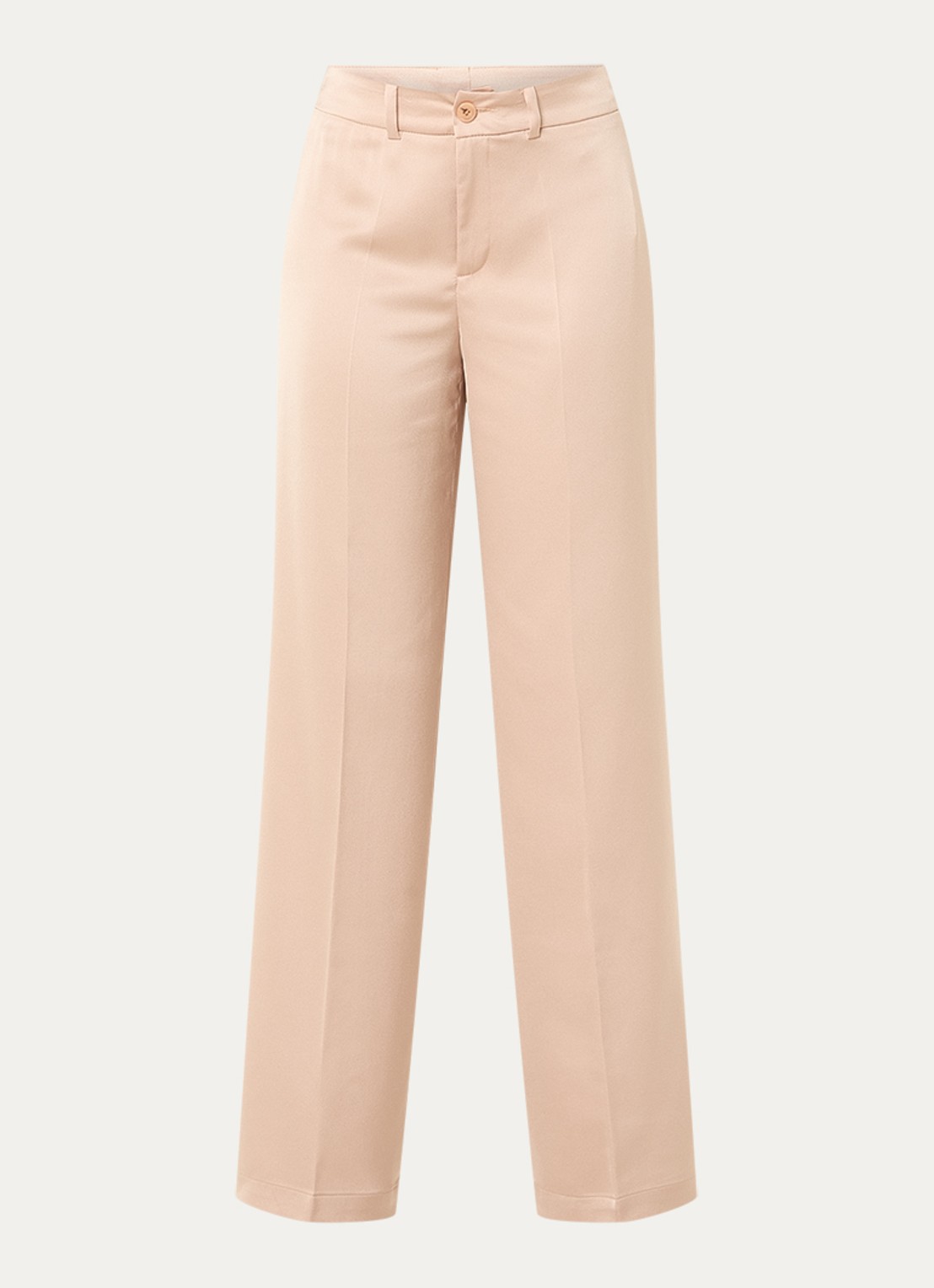 Xandres Puko mid waist straight fit pantalon van satijn - voorkant 3 goud