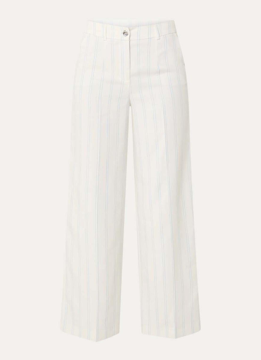 Xandres Punch high waist straight fit pantalon met krijtstreep - voorkant 3 gebroken wit