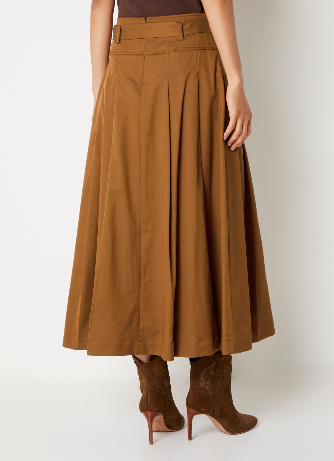 Xandres Raky maxi rok met ceintuur - achterkant 3 roestbruin