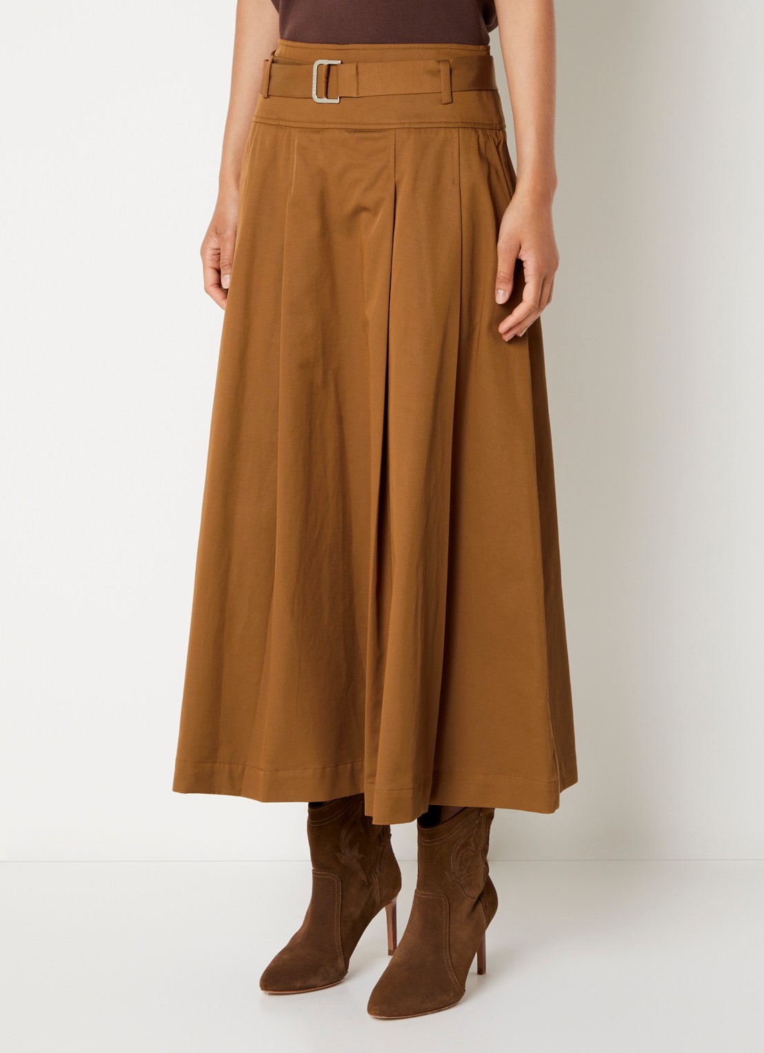Xandres Raky maxi rok met ceintuur - detail 4 roestbruin