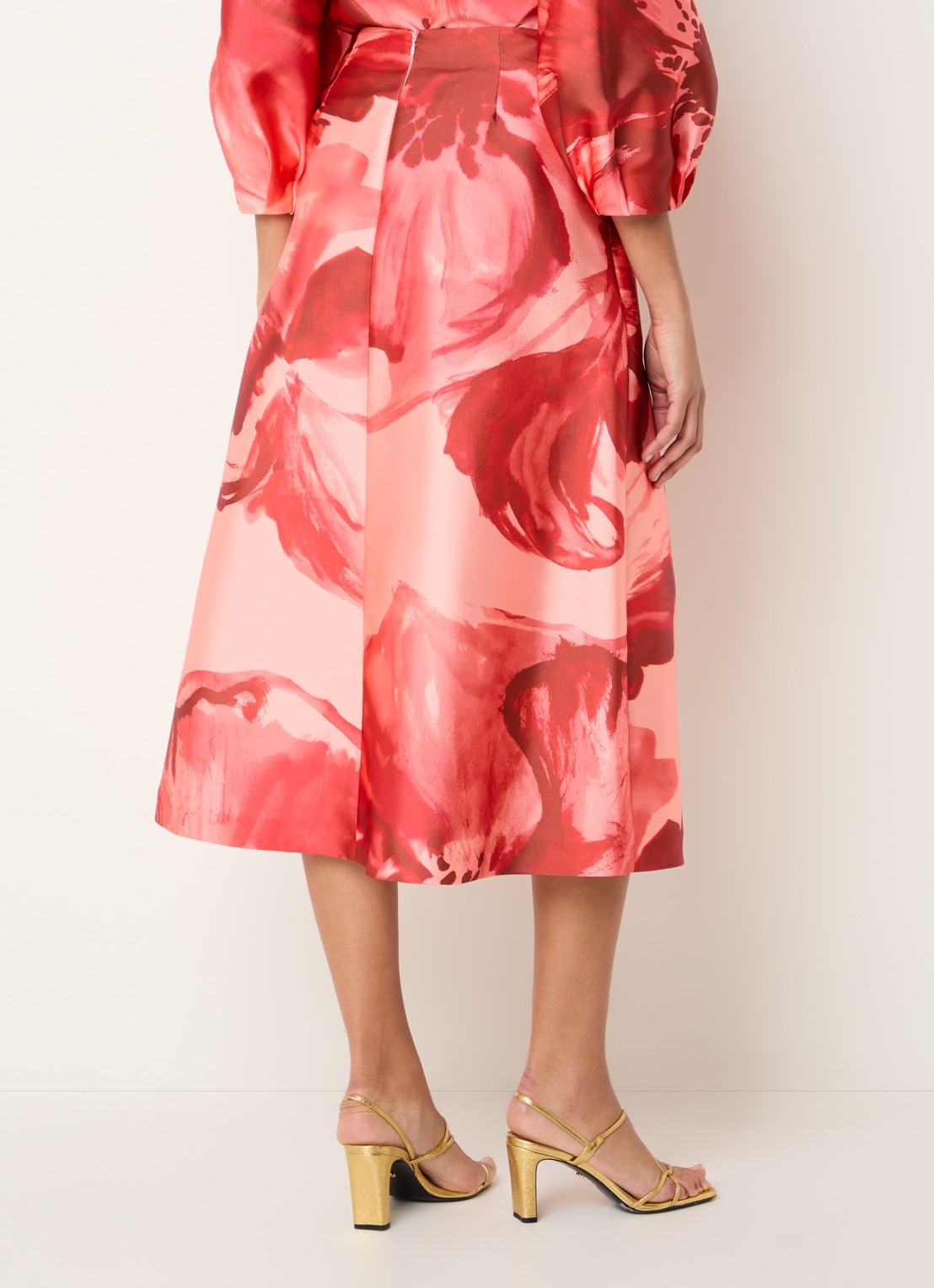 Xandres Rayma midi A-lijn rok met bloemenprint - achterkant rood
