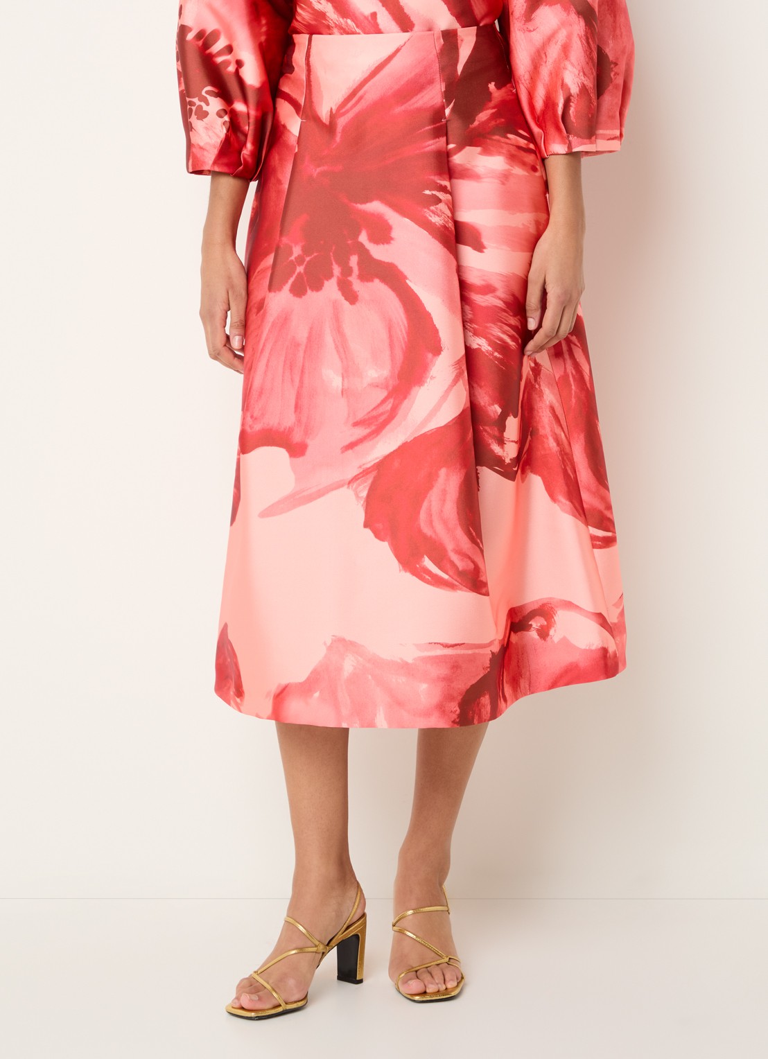 Xandres Rayma midi A-lijn rok met bloemenprint - detail 4 rood