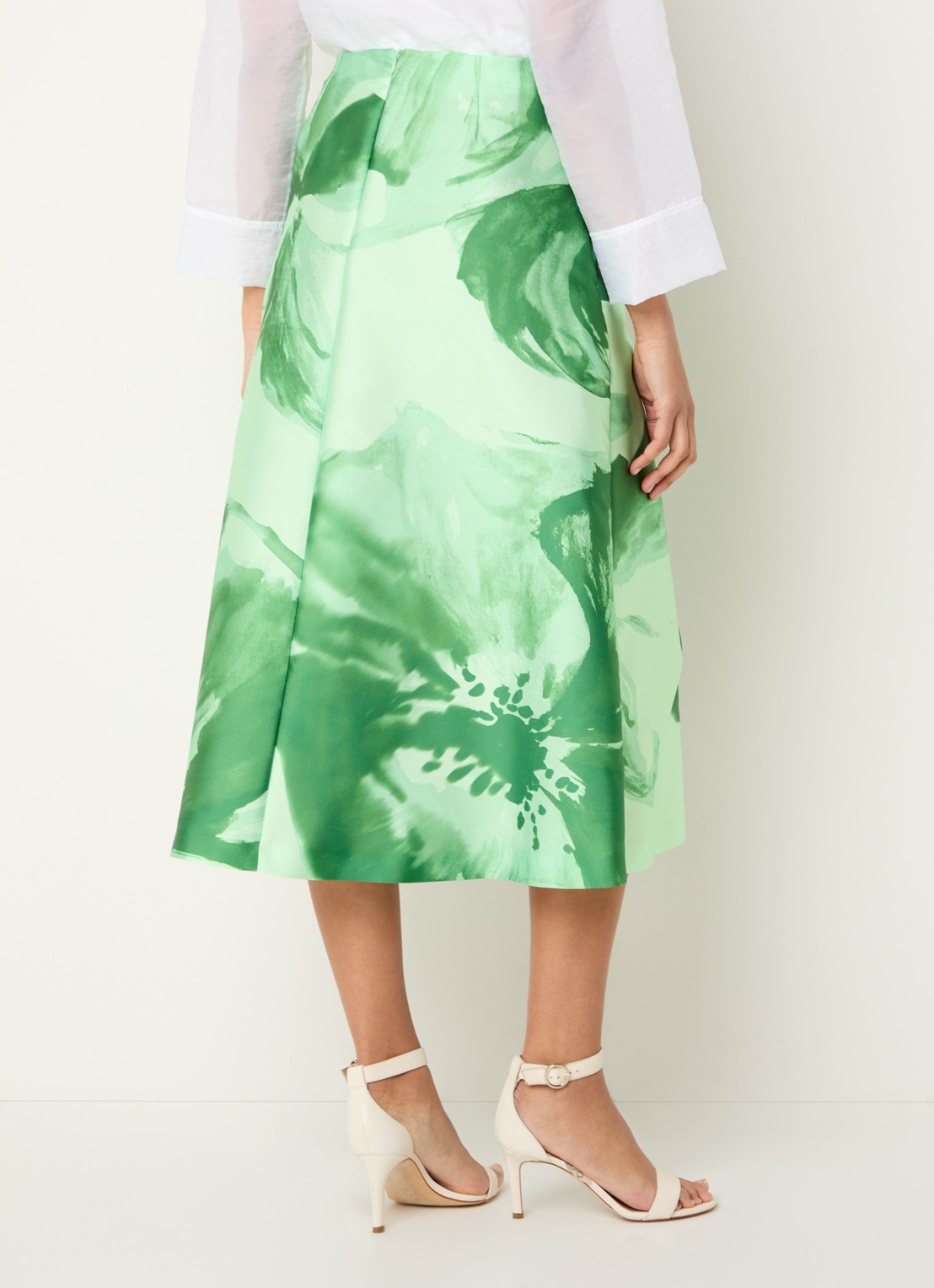 Xandres Rayma midi A-lijn rok met bloemenprint - achterkant 4 groen