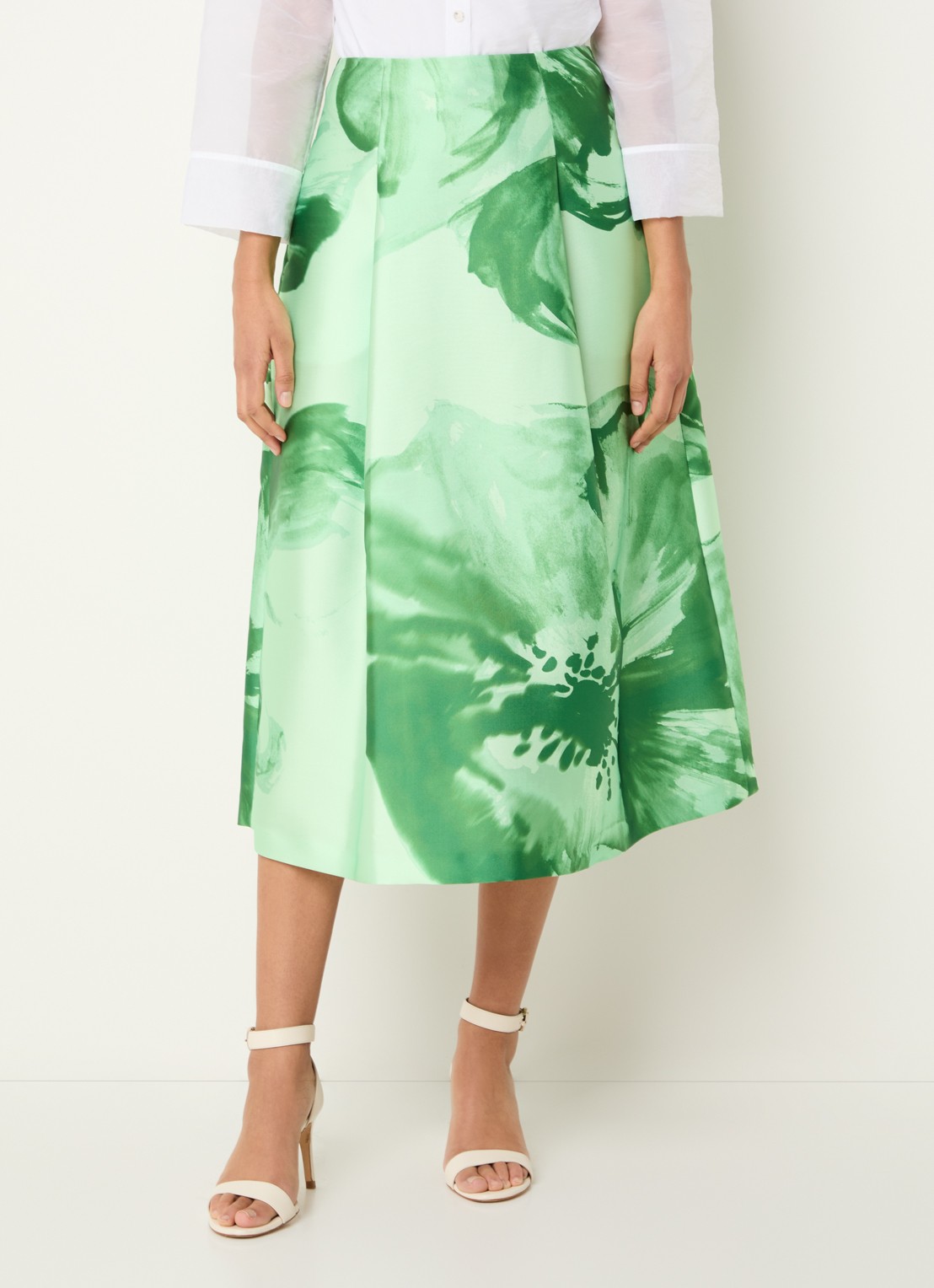 Xandres Rayma midi A-lijn rok met bloemenprint - detail groen
