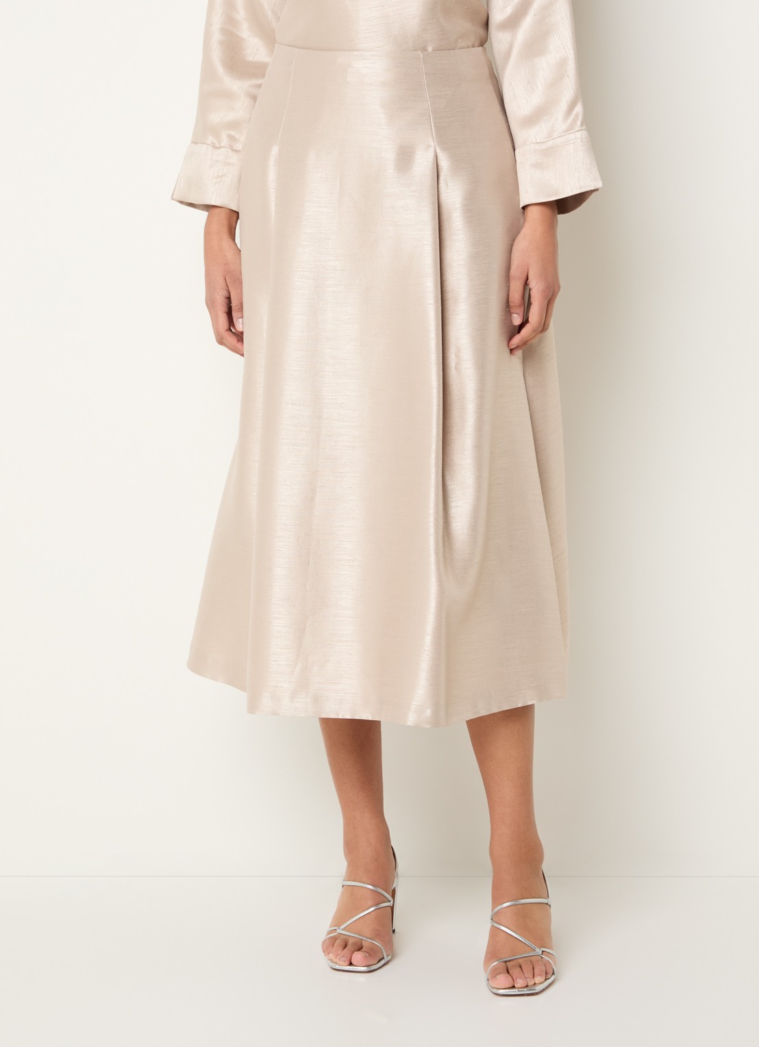 Xandres Rayma midi A-lijn rok met metallic finish - detail 4 beige