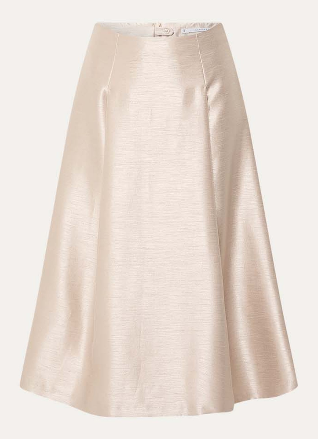 Xandres Rayma midi A-lijn rok met metallic finish - voorkant beige