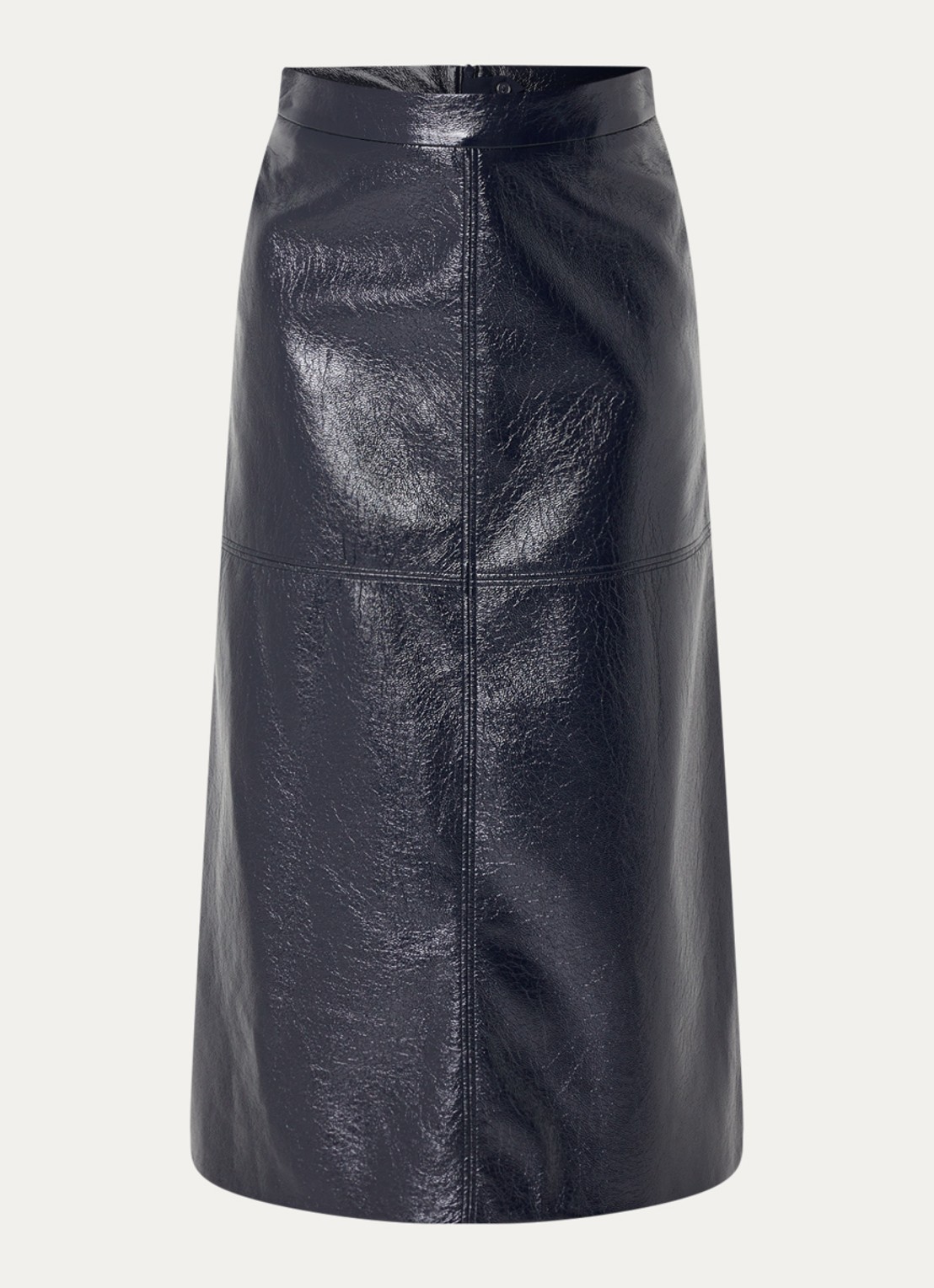 Xandres Rheya midi rok van imitatieleer met steekzakken - voorkant donkerblauw