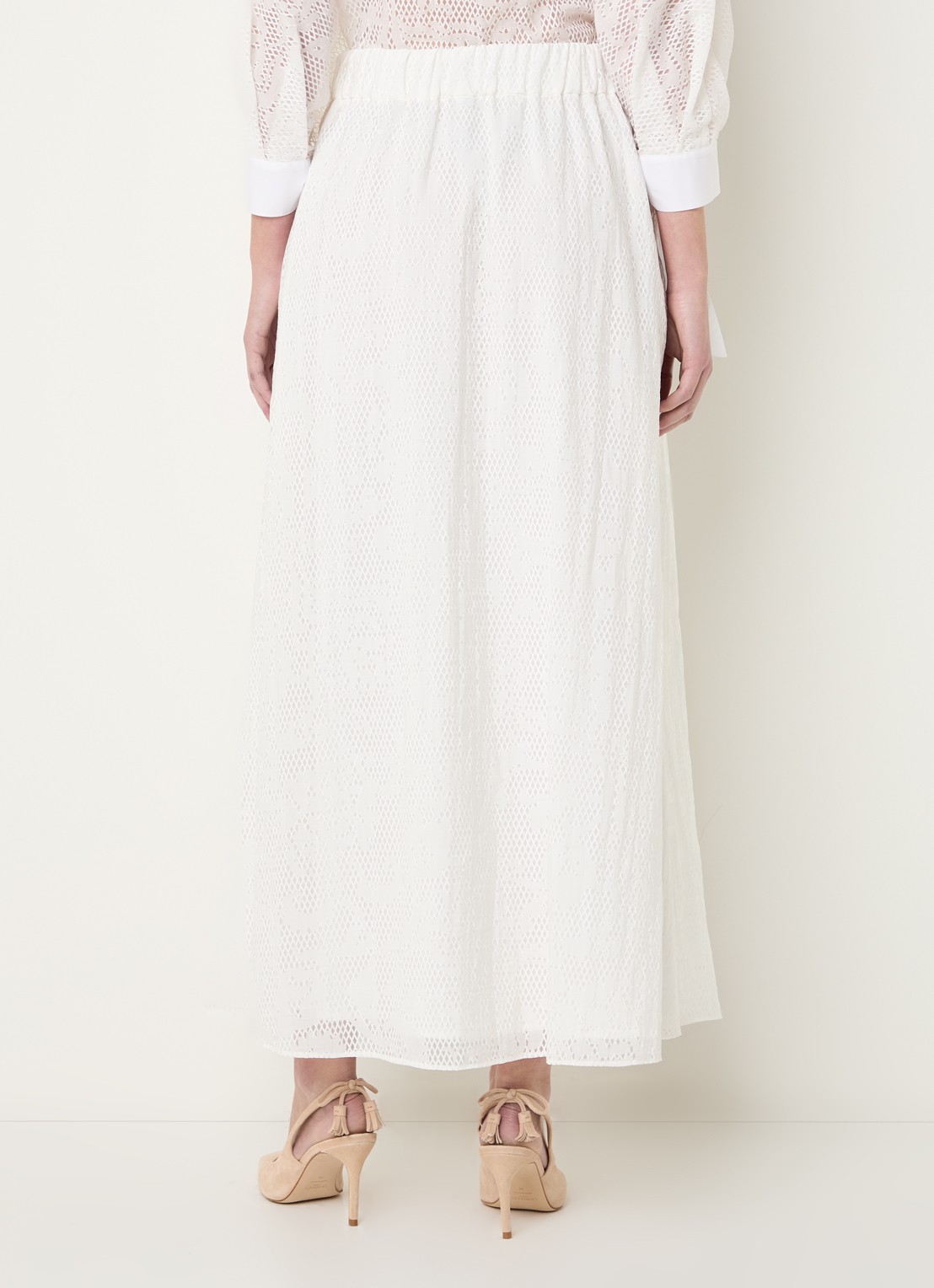 Xandres Rive maxi A-lijn rok met mesh - achterkant 3 wit