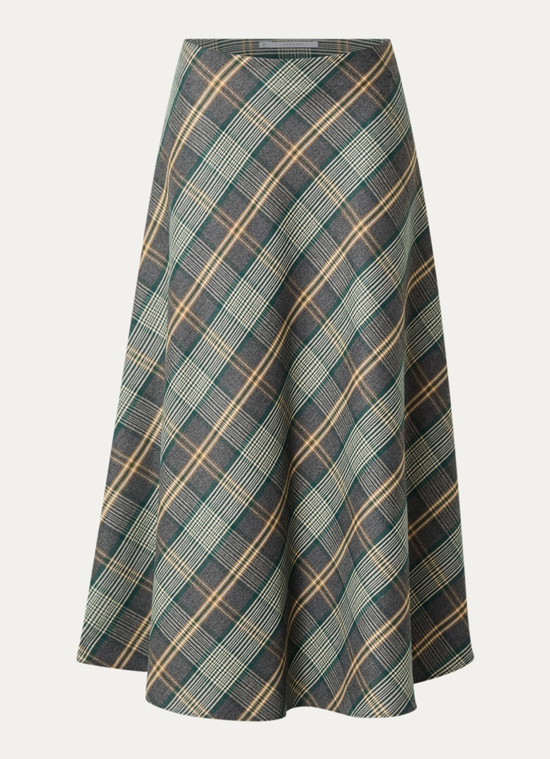 Xandres Rocio midi rok met ruitdessin - voorkant donkergroen