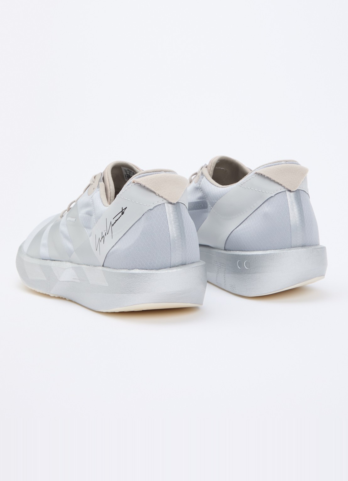 Y-3 Adios 9 sneaker van mesh met metallic details - achterkant grijs