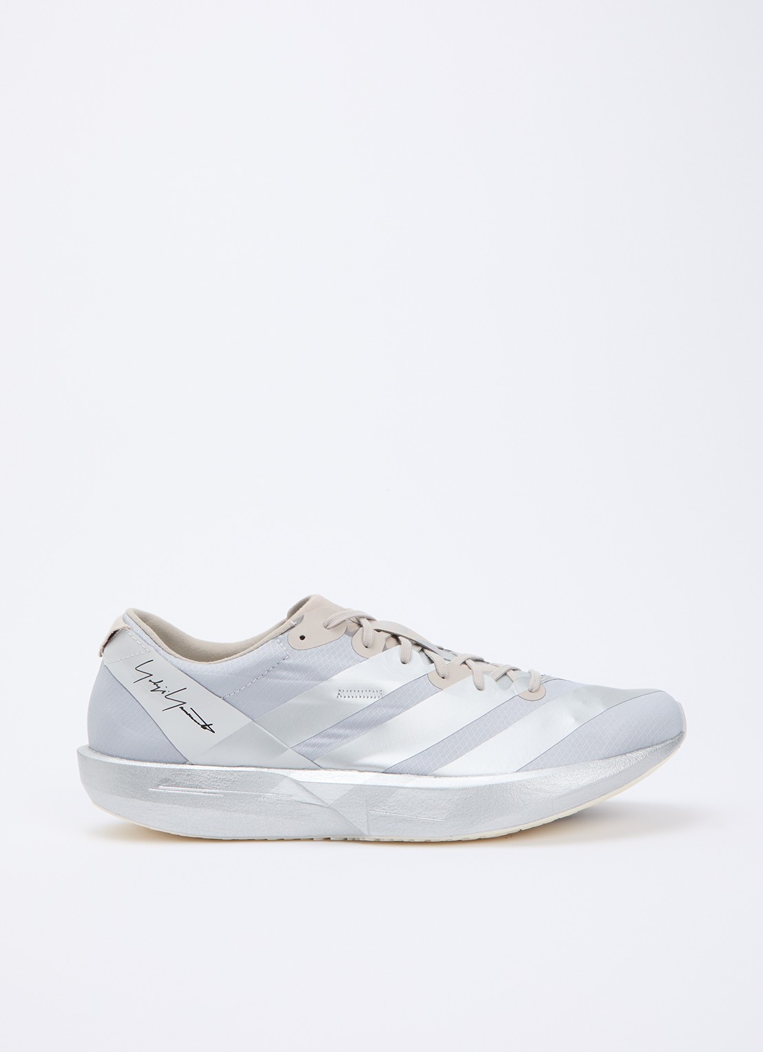 Y-3 Adios 9 sneaker van mesh met metallic details - voorkant 2 grijs
