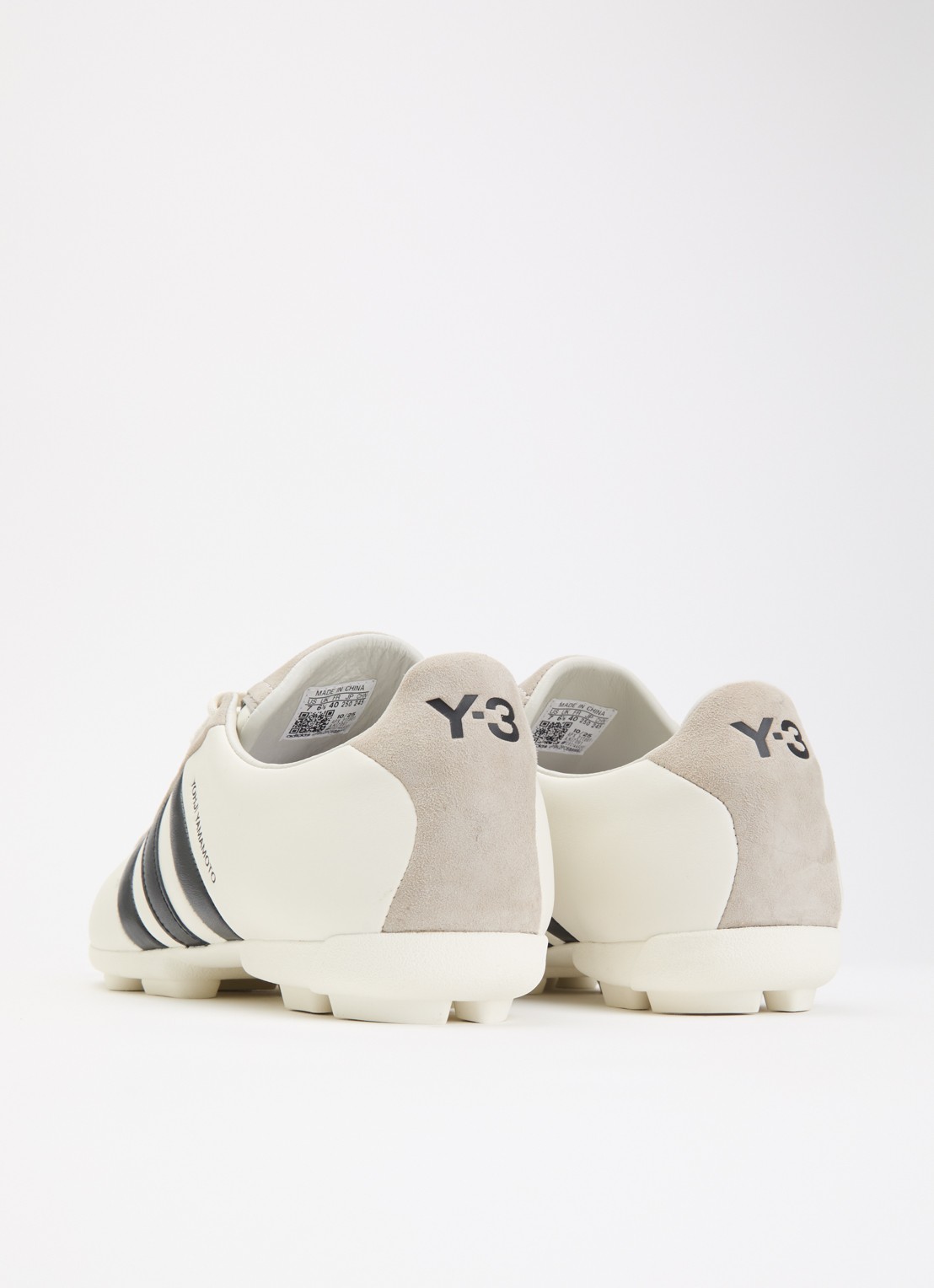 Y-3 Field sneaker van leer met details van suède - achterkant 2 wit