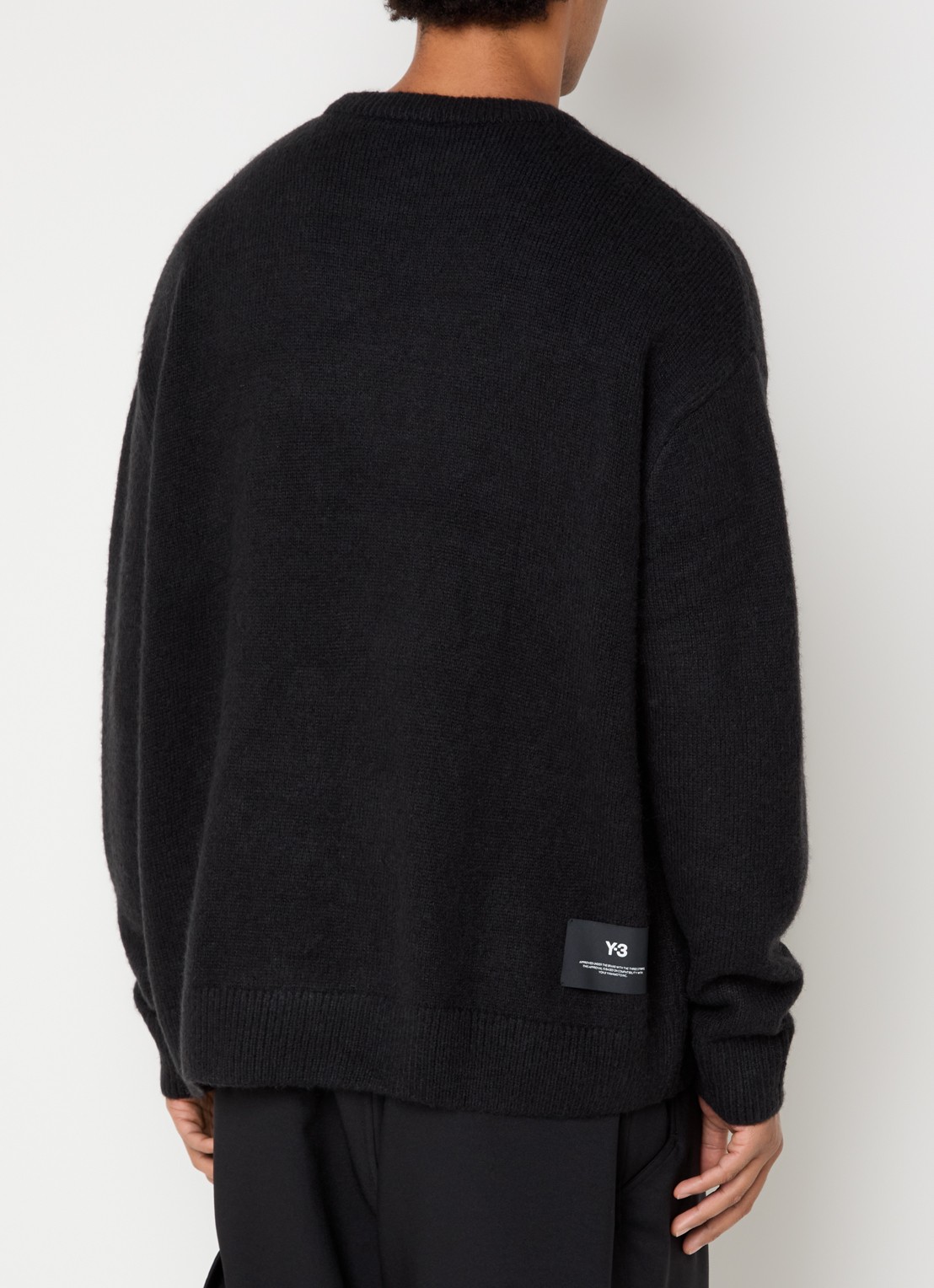 Y-3 Grofgebreide trui in wolblend met print - achterkant 3 zwart