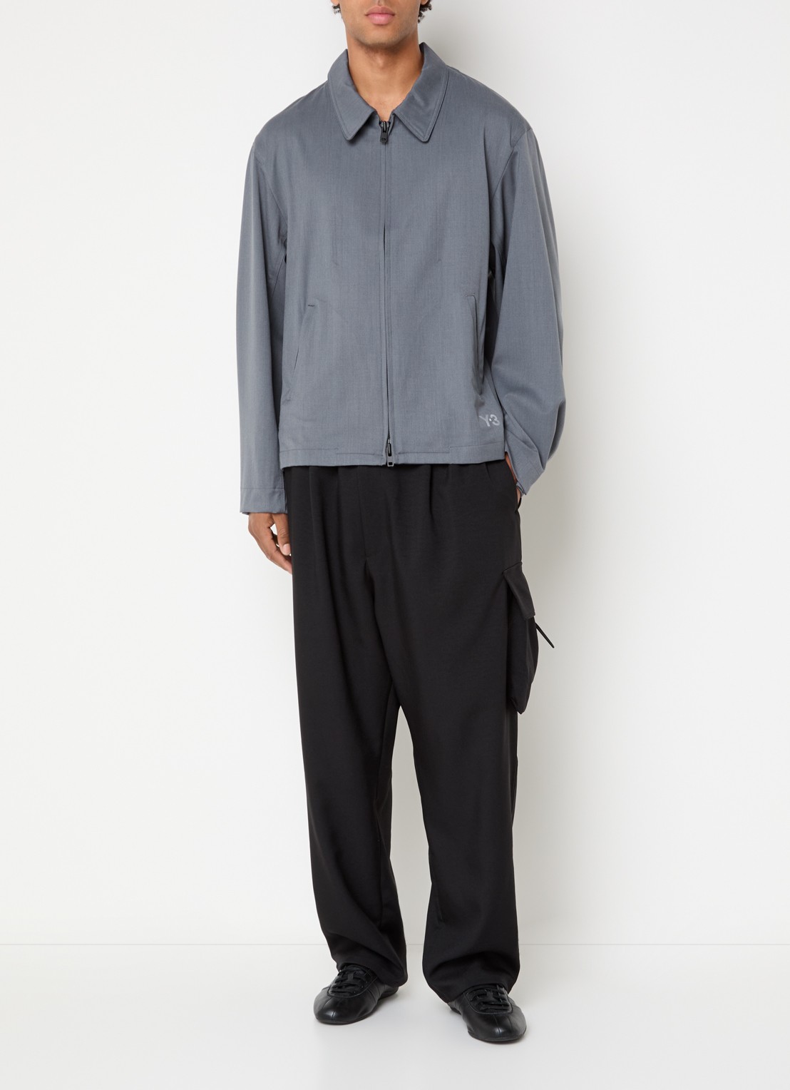 Y-3 Jack in wolblend met steekzakken - voorkant 2 grijs