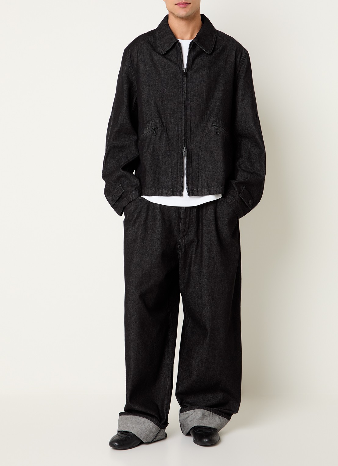 Y-3 Jack van denim met steekzakken - voorkant 2 zwart