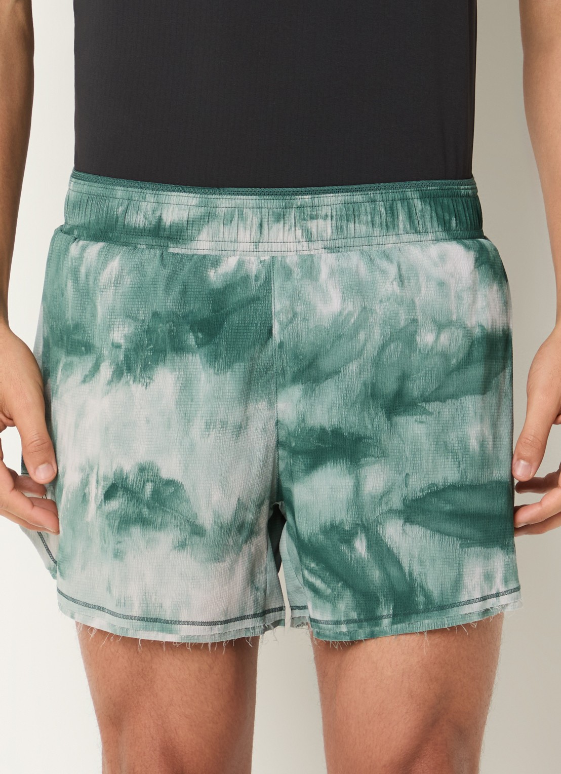 Y-3 Loose fit korte broek met print - detail 4 donkergroen