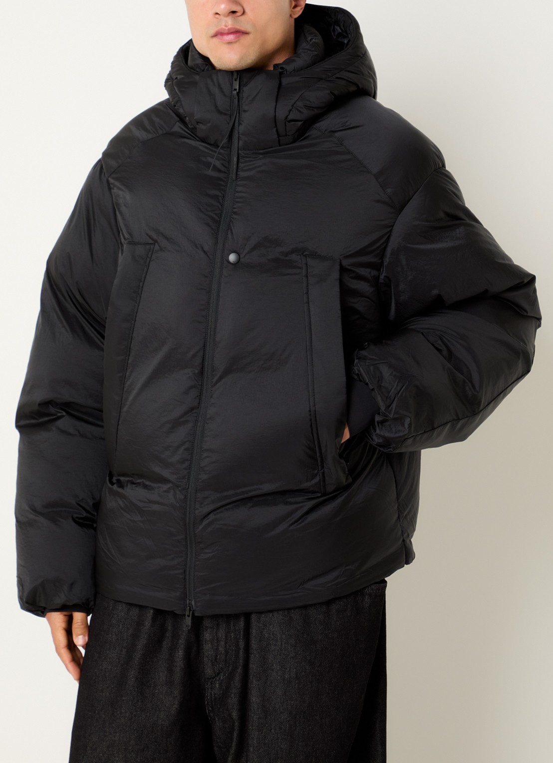 Y-3 Puffer jack met steekzakken - detail 4 zwart