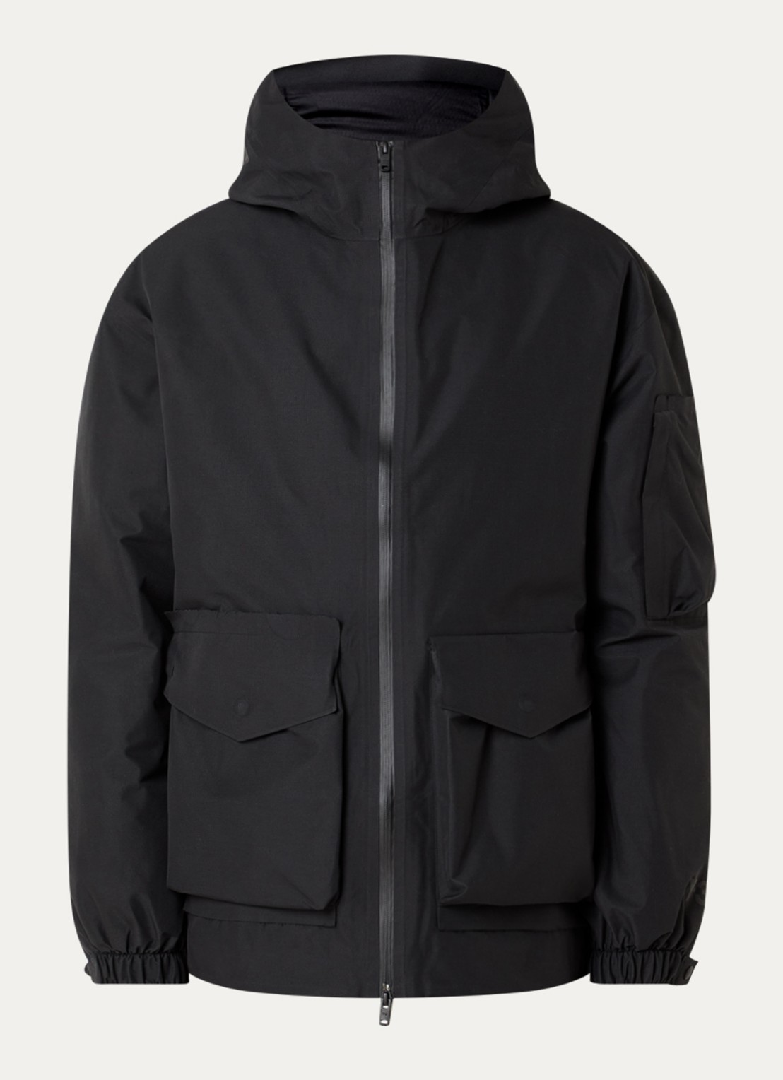 Y-3 Regenjack met capuchon en opgestikte zakken - voorkant 3 zwart