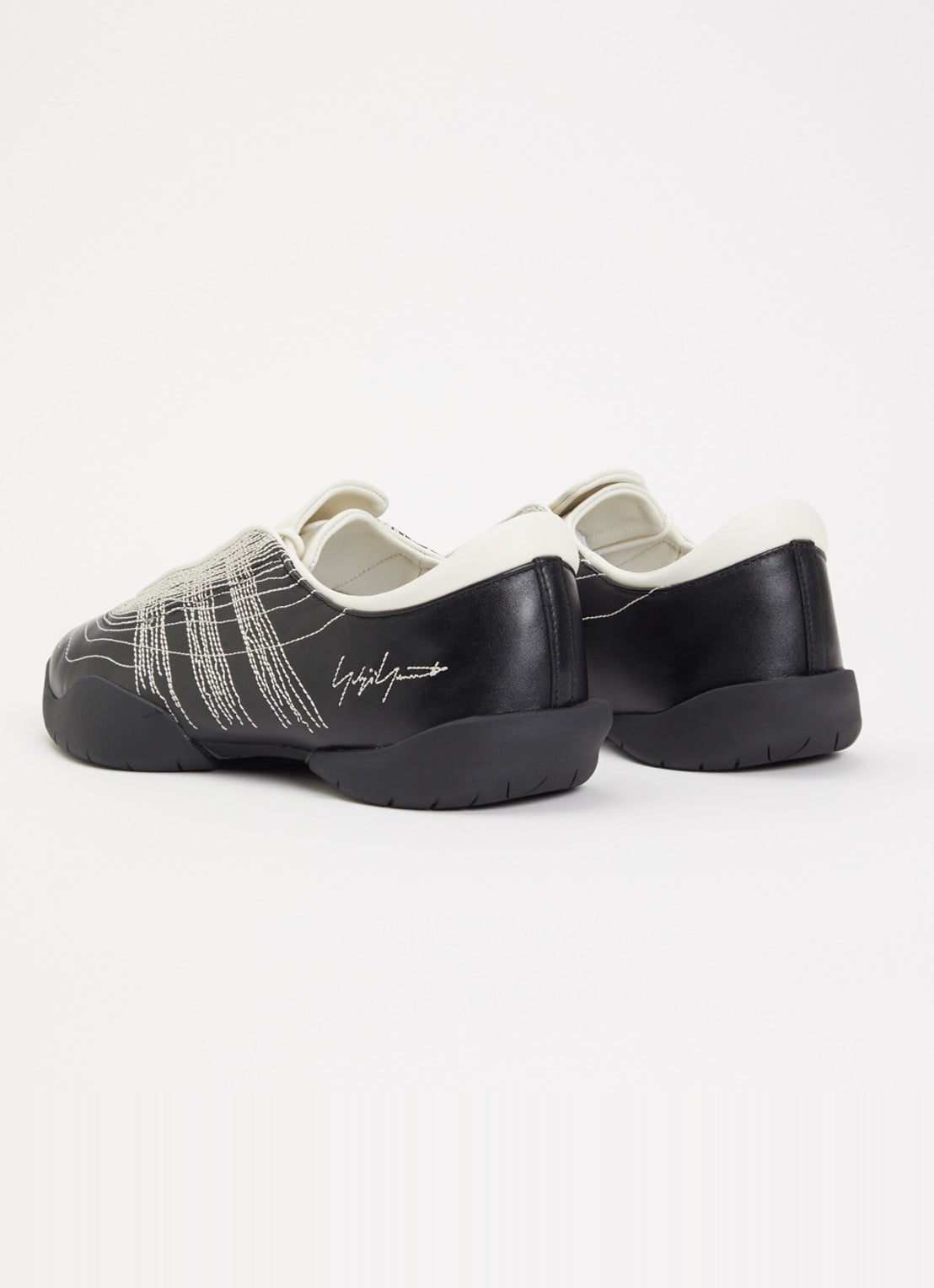 Y-3 Regu Embroidery sneaker van leer - achterkant 5 zwart