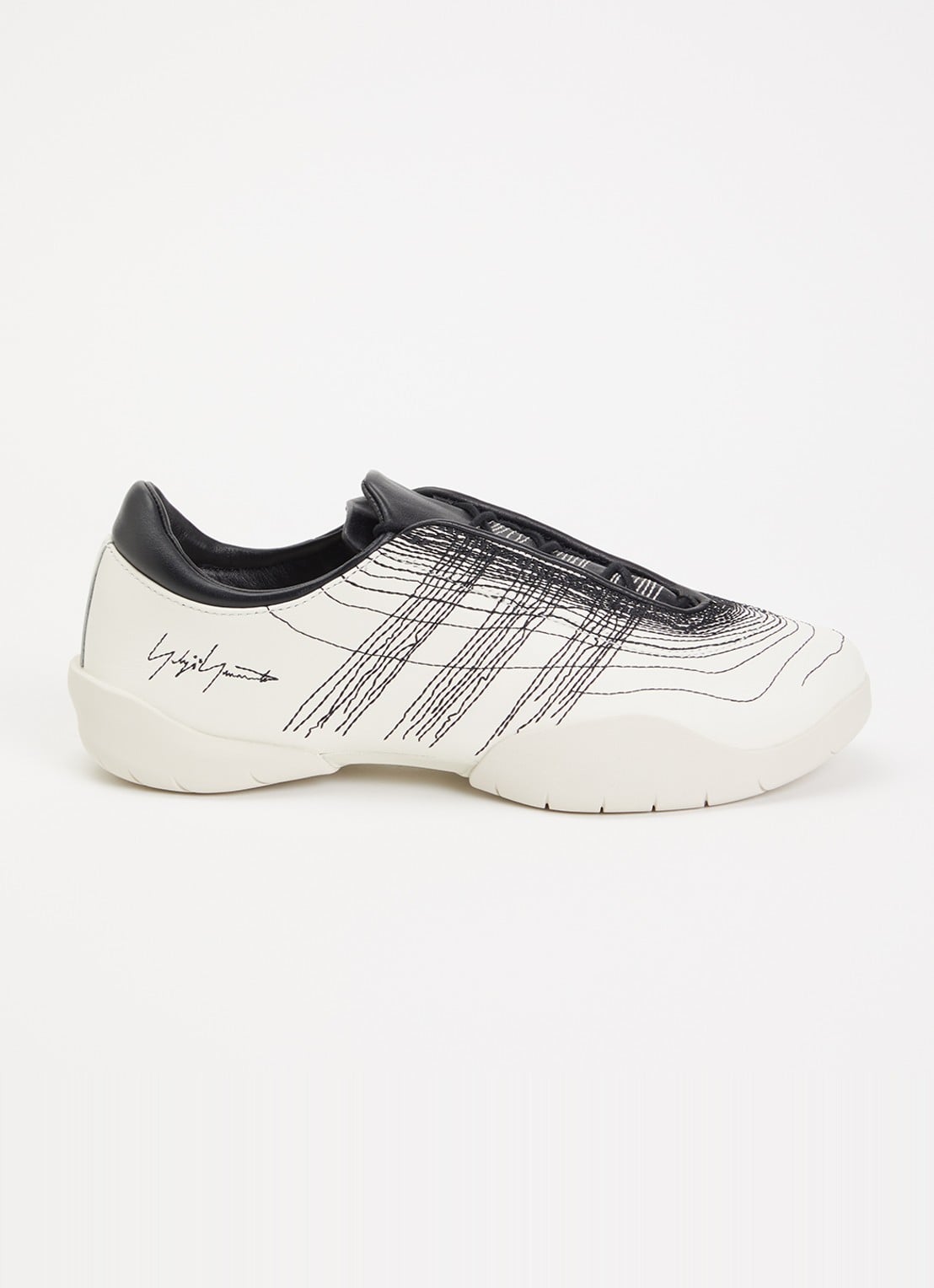Y-3 Regu Embroidery sneaker van leer - voorkant 5 wit