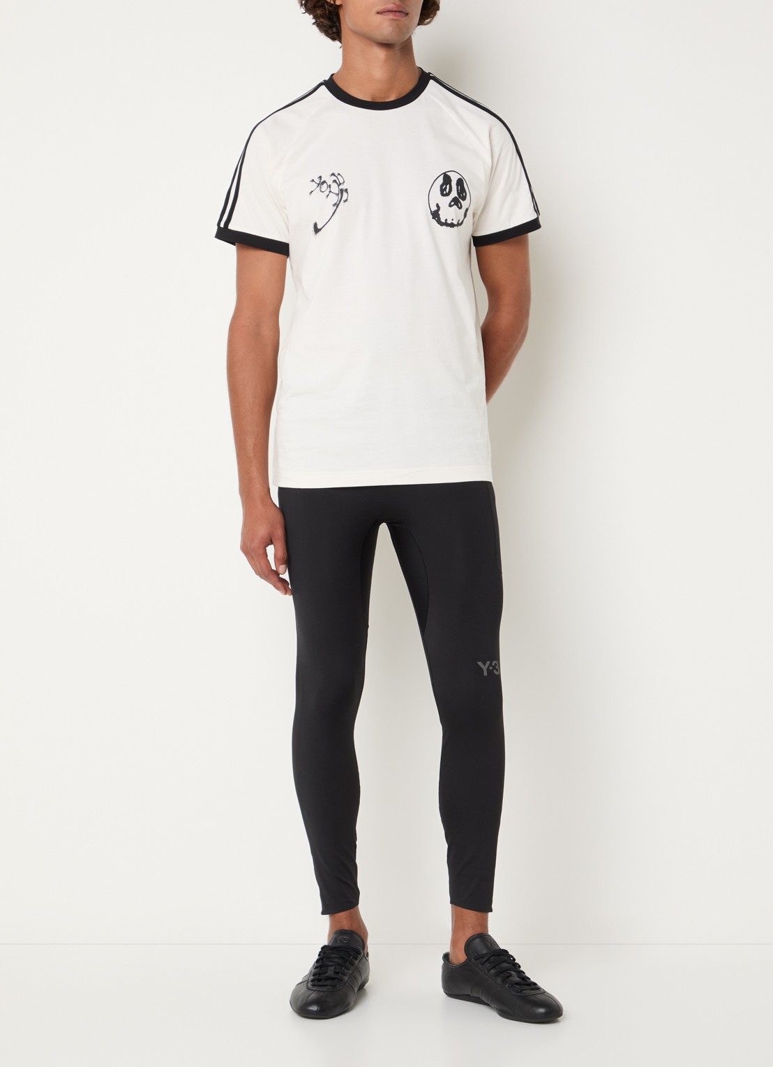 Y-3 Skinny fit trainingslegging met logo - voorkant 4 zwart
