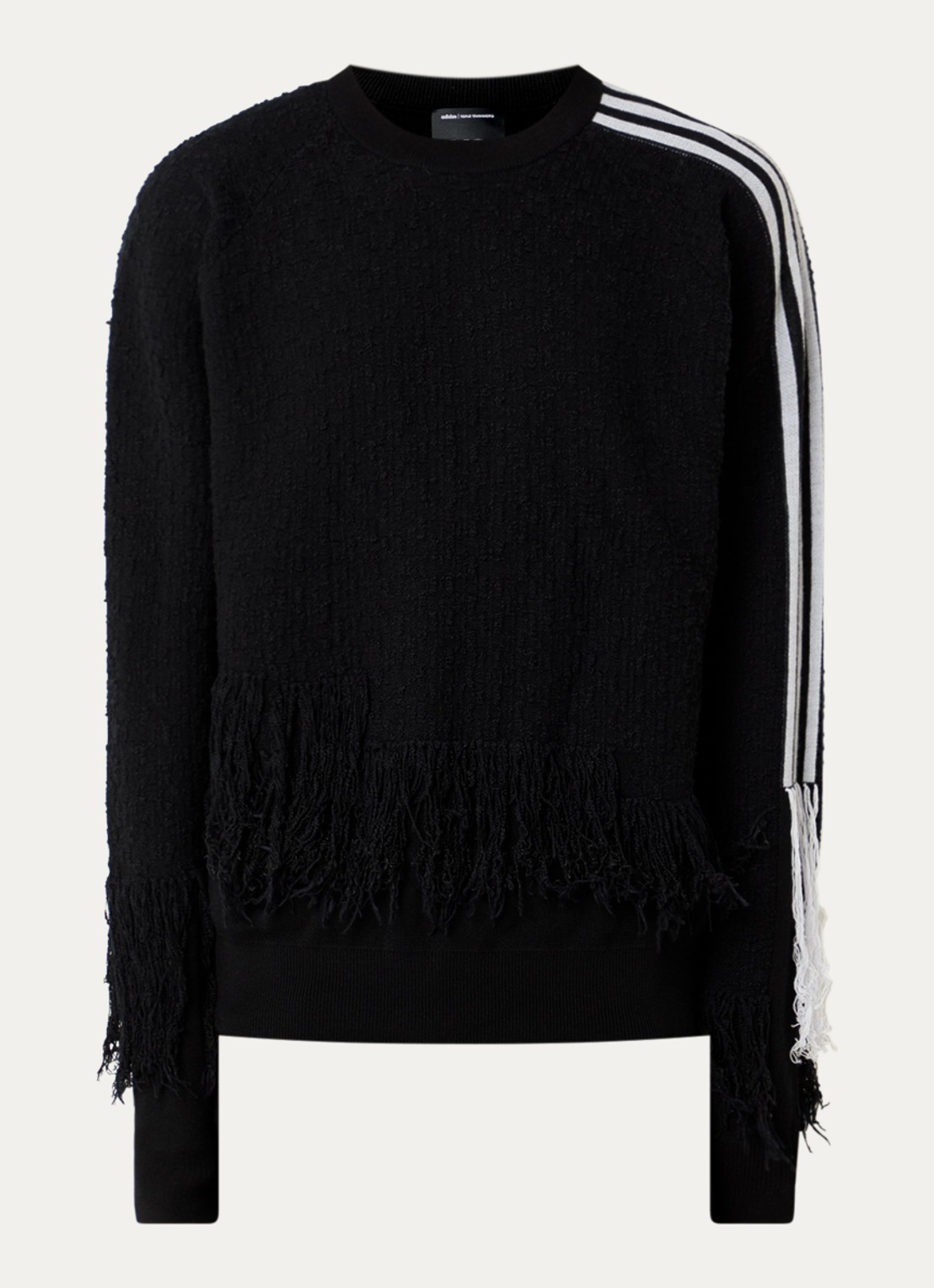 Y-3 Sweater met jacquard dessin en franjes - voorkant 3 zwart