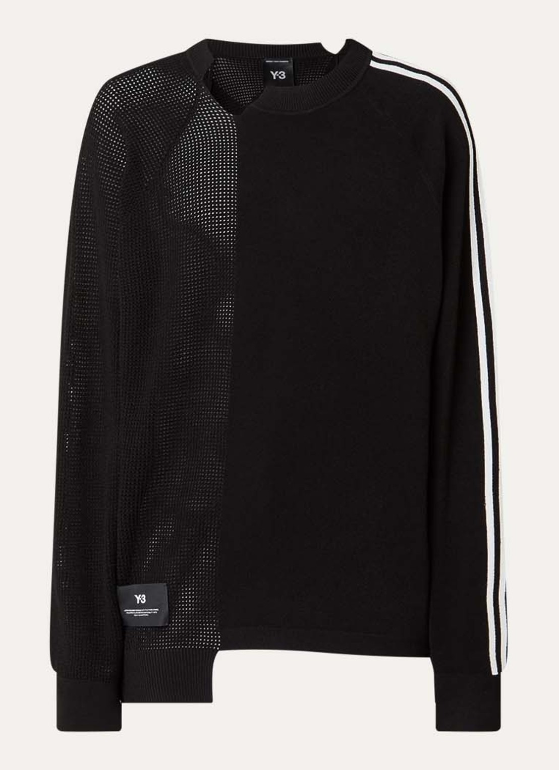 Y-3 Sweater met opengewerkt dessin - voorkant 2 zwart