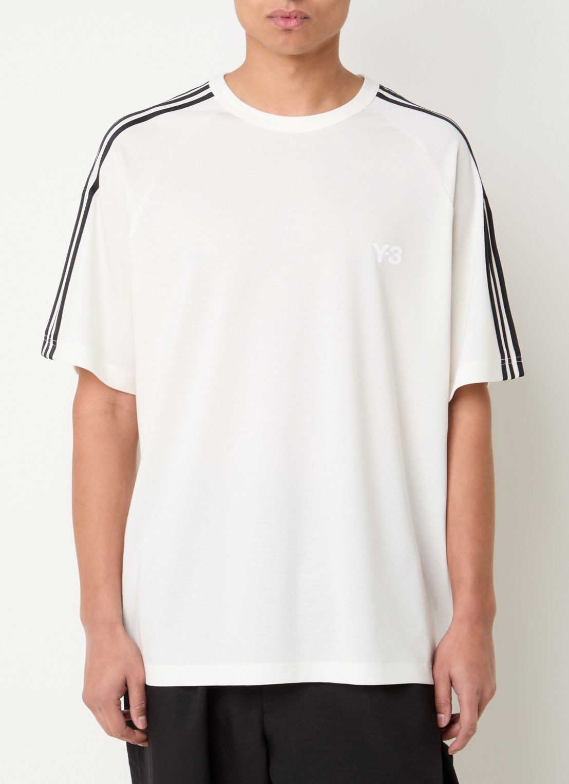 Y-3 T-shirt in wolblend met logoprint - detail 2 wit