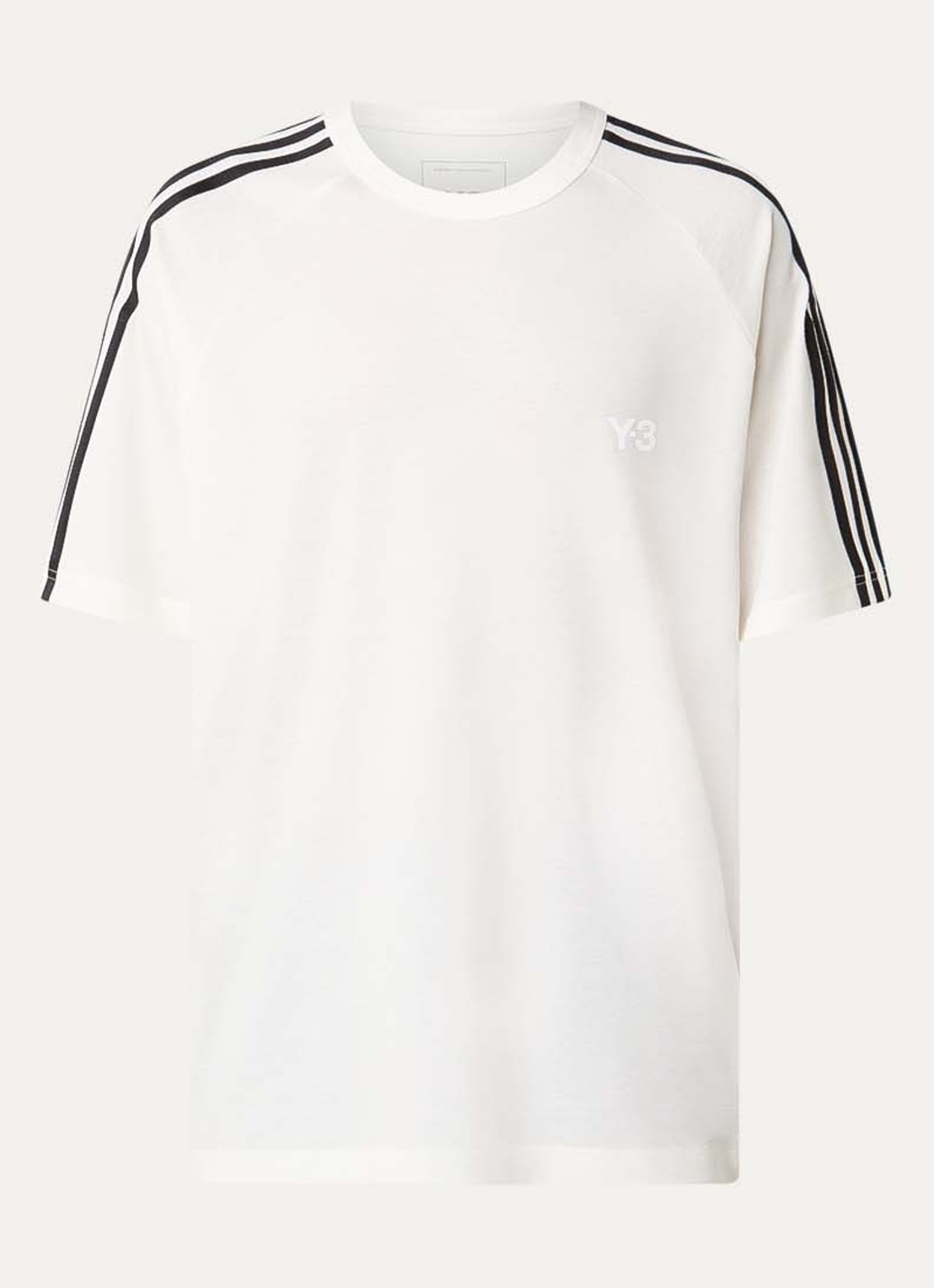 Y-3 T-shirt in wolblend met logoprint - voorkant 3 wit