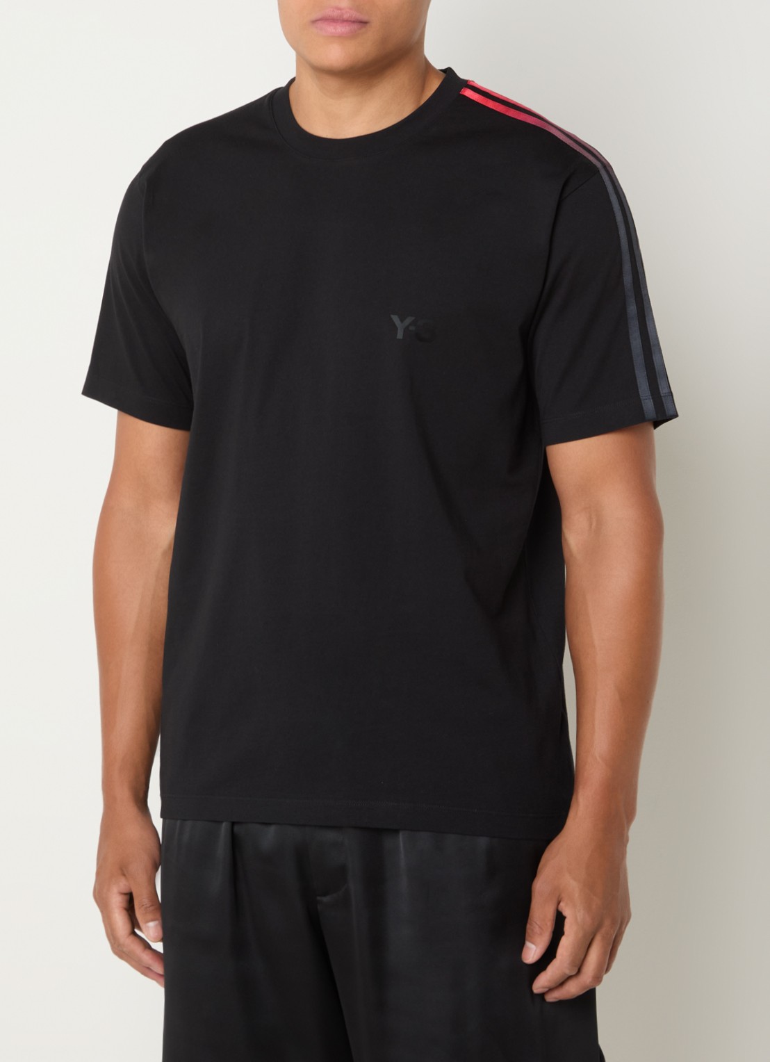 Y-3 T-shirt met logo - detail zwart