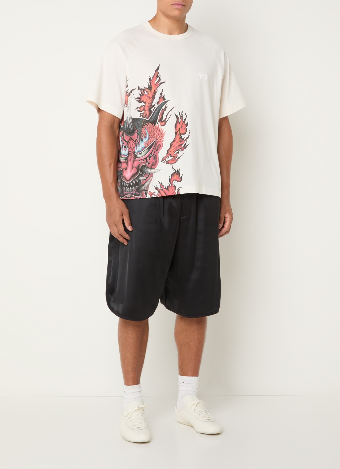 Y-3 T-shirt met print - voorkant 2 beige