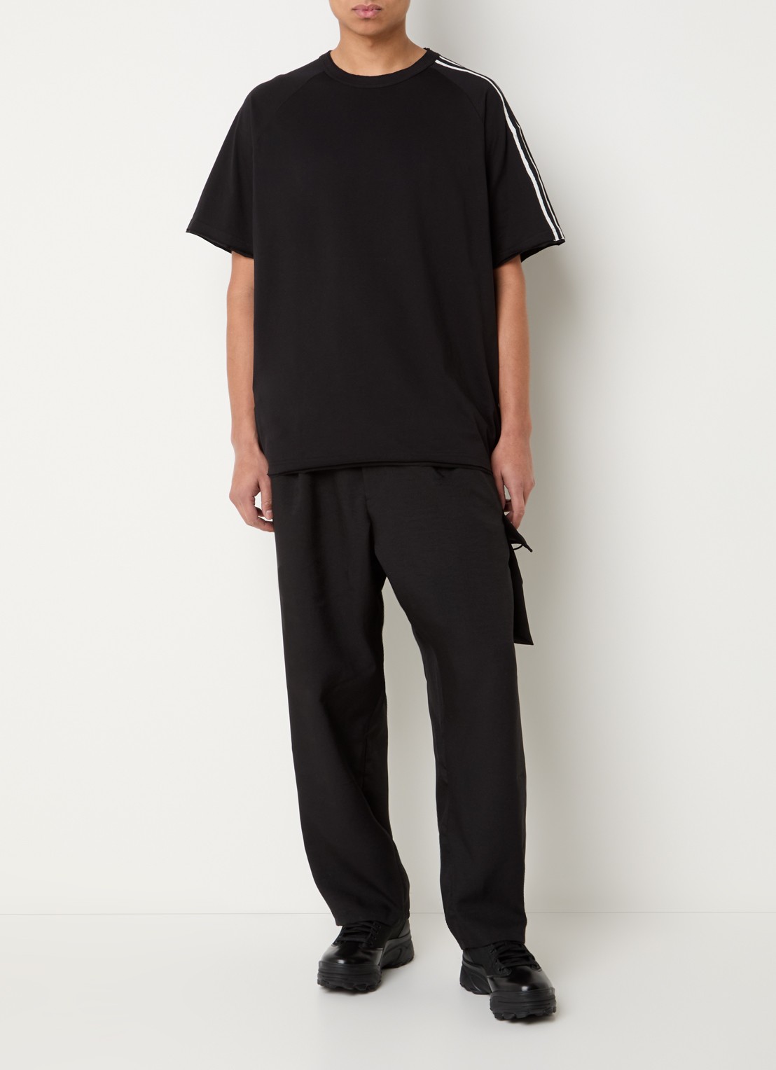 Y-3 T-shirt met ronde hals - voorkant 2 zwart