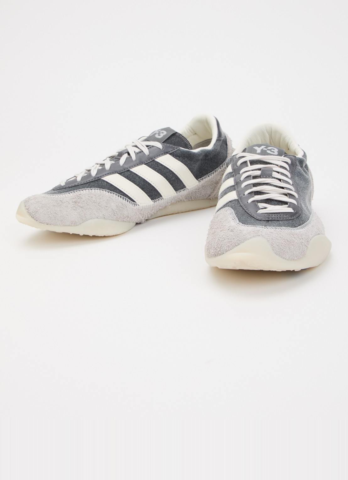 Y-3 Tokyo Warped sneaker van denim met suède details - detail 2 grijs