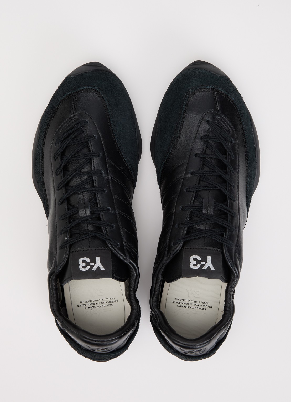 Y-3 Tokyo Warped sneaker van leer met suède details - detail 4 zwart