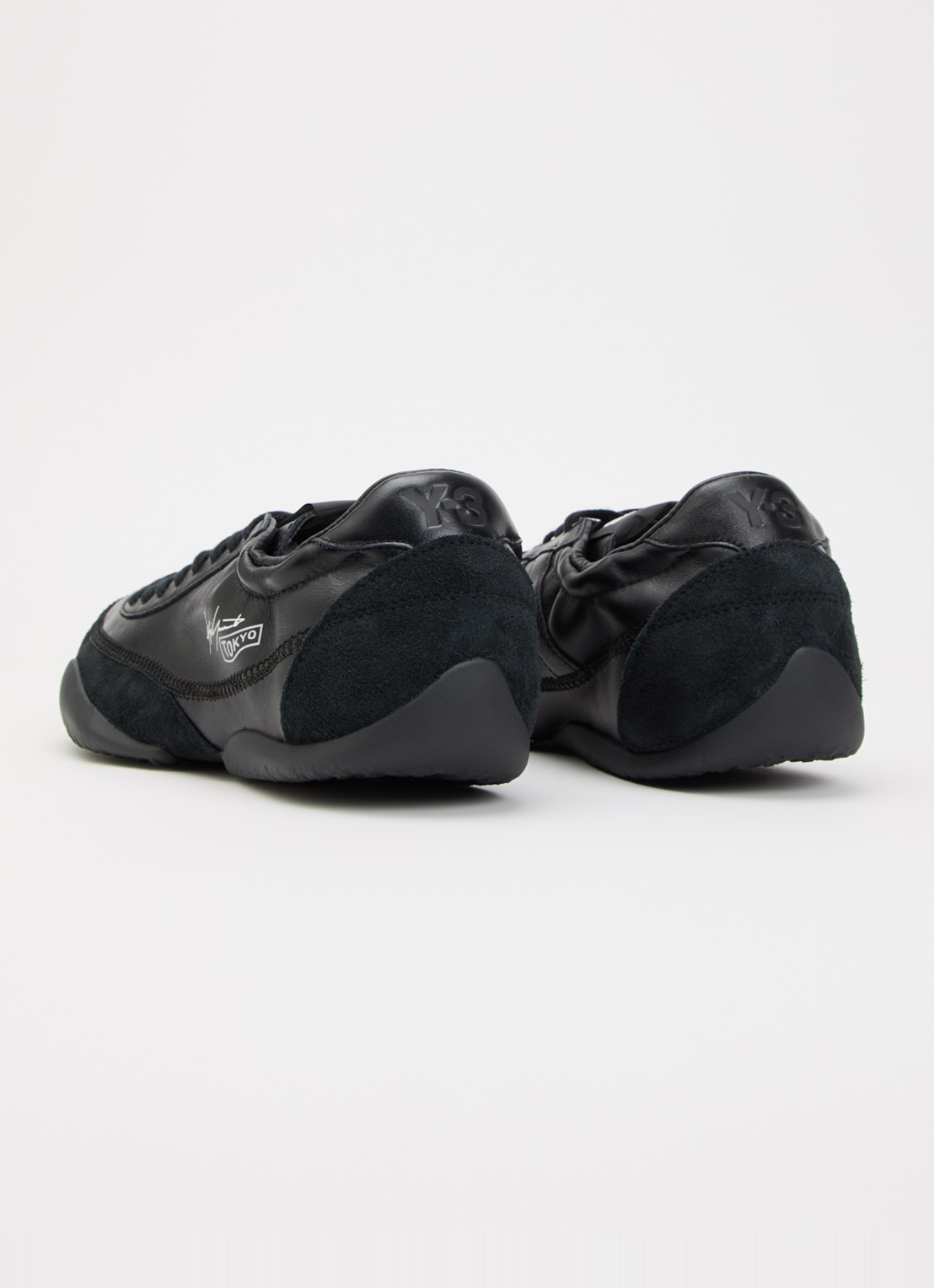 Y-3 Tokyo Warped sneaker van leer met suède details - achterkant 5 zwart